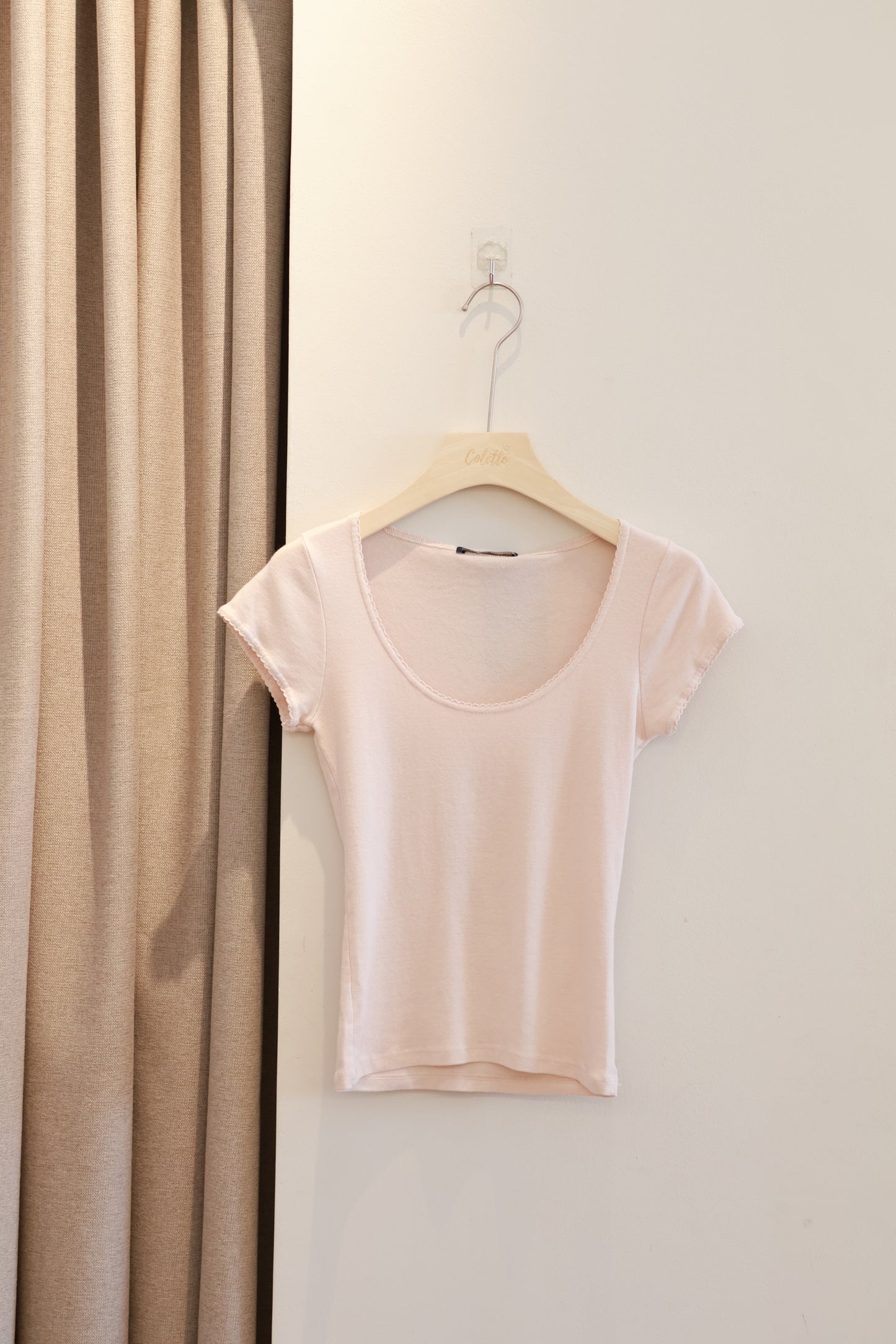 BRANDY Lesley Scalloped Trip Top - Light Pink