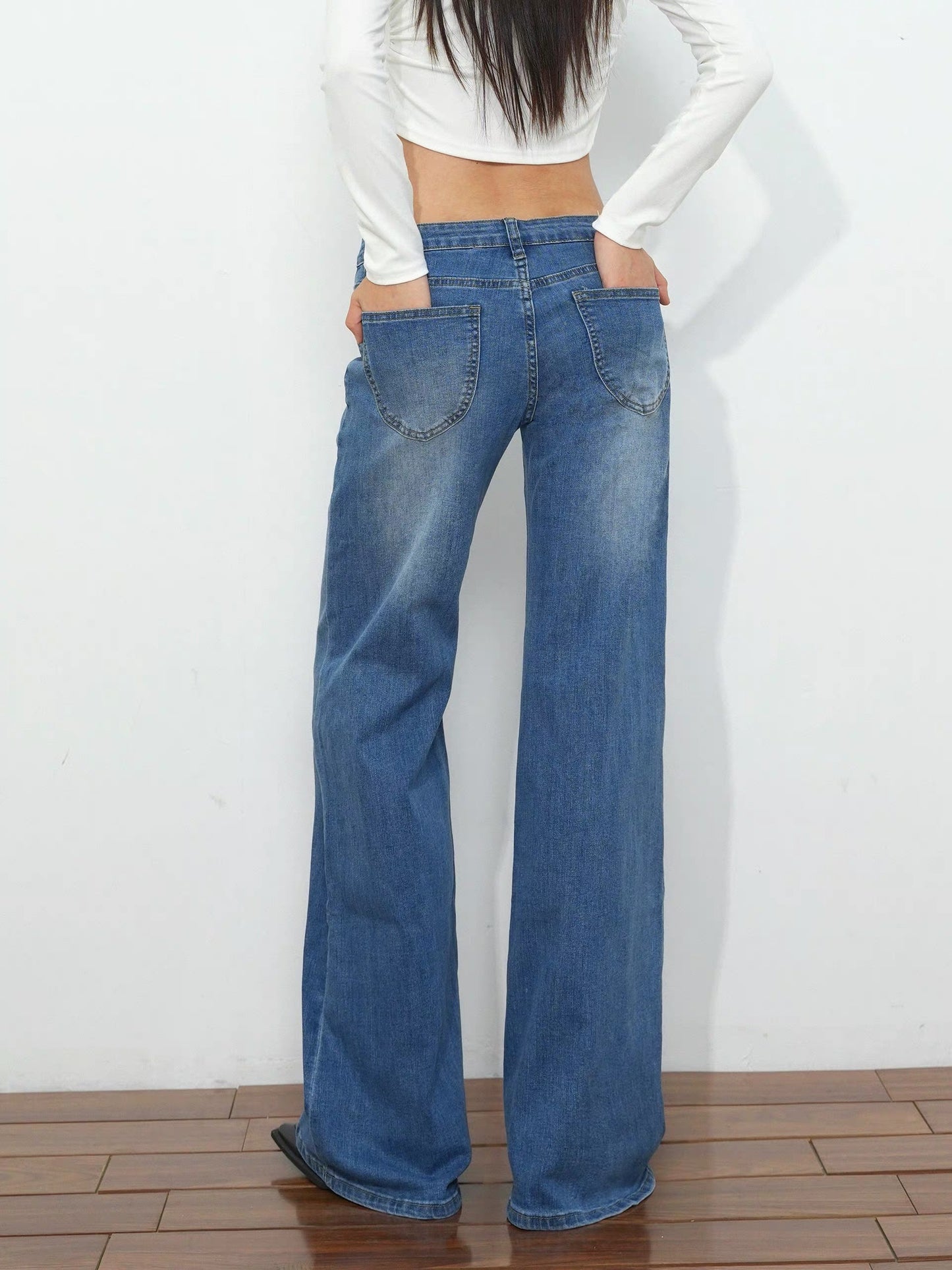 @SOHOT Vintage Washed Low Waist Jeans