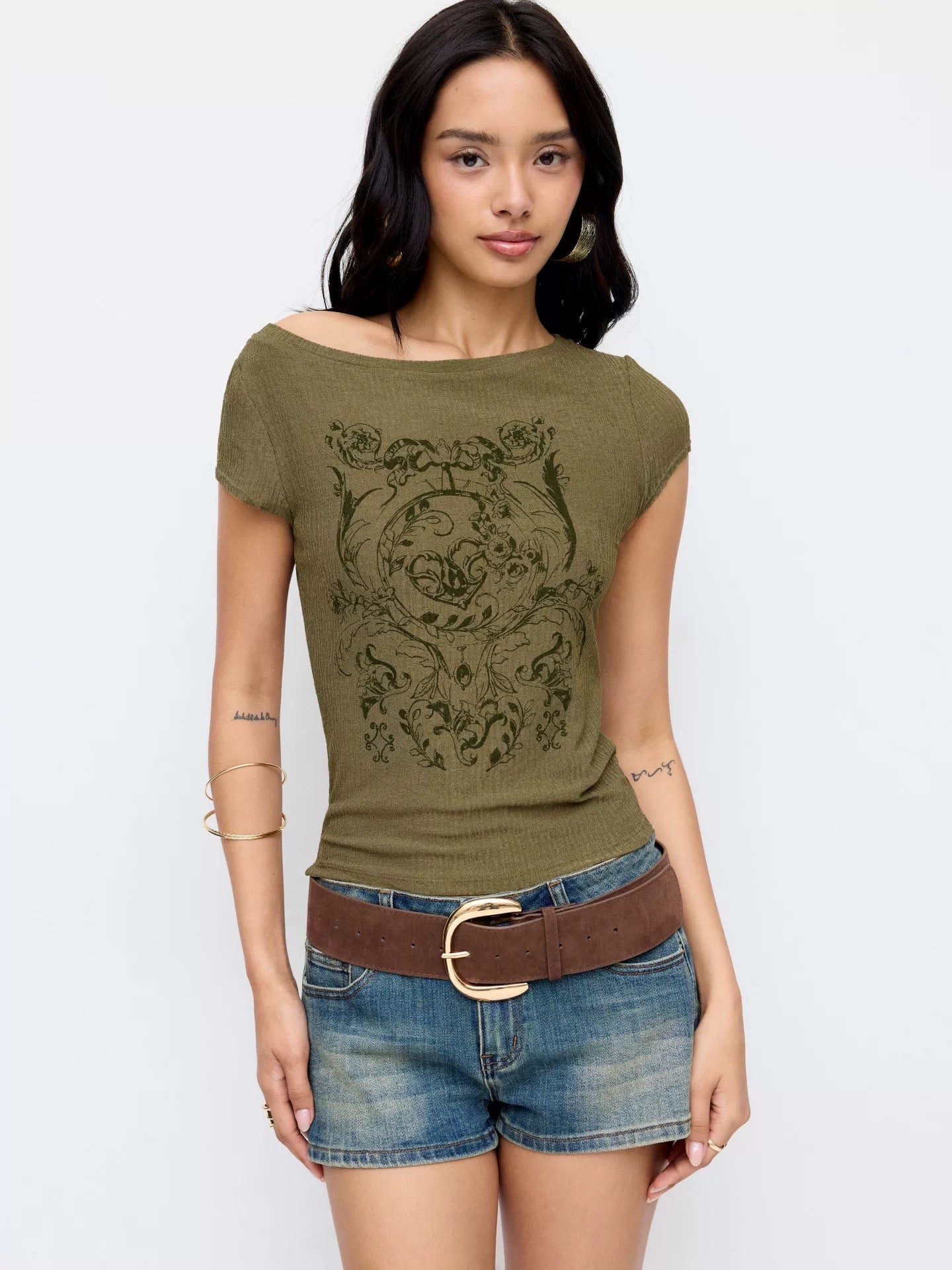 CIDER GREEN GRAPHIC TOP