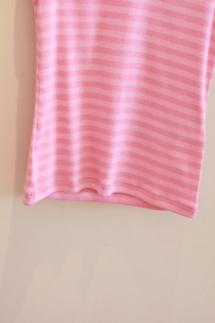 HOLLISTER Basic V-Neck Tank -PINK STRIPES