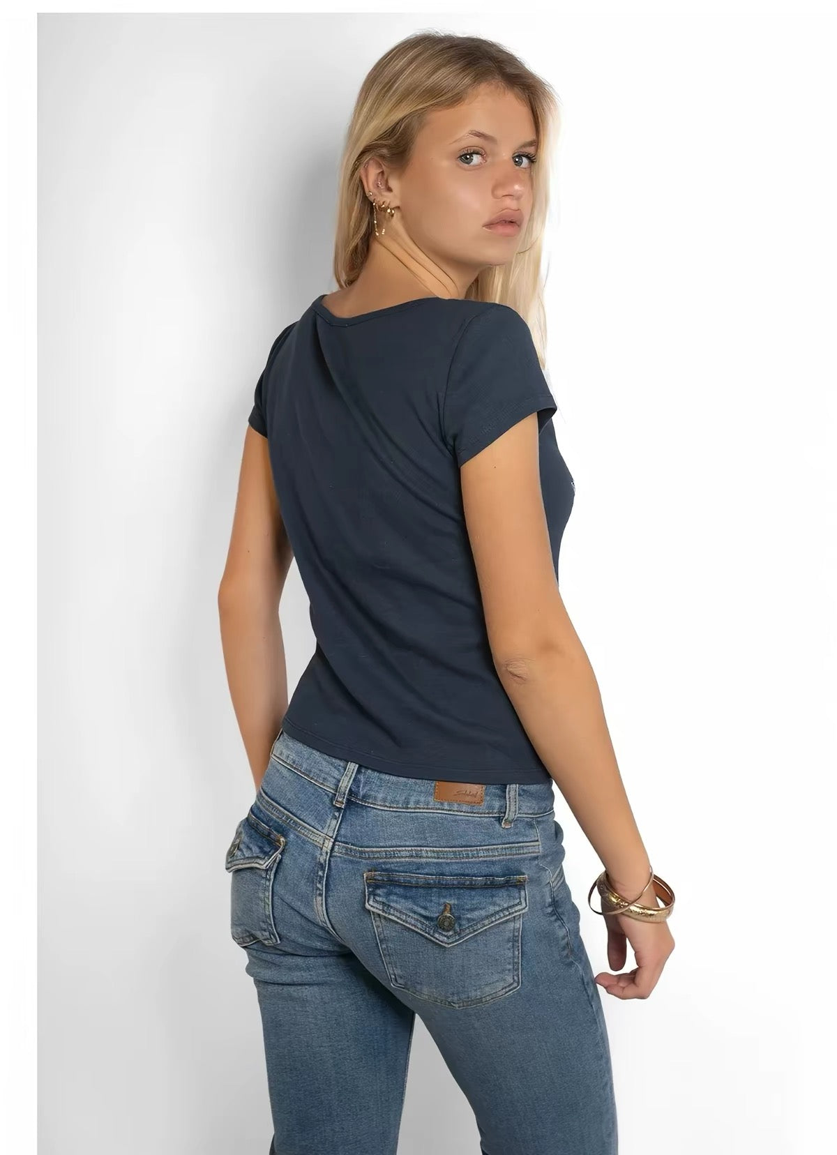 SUBDUED DEEP Blue Graphic Top