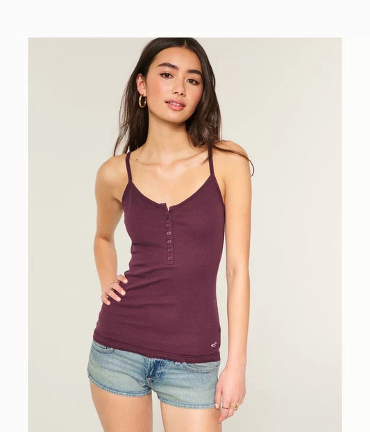 HOLLISTER Burgundy Lace Strap Tank
