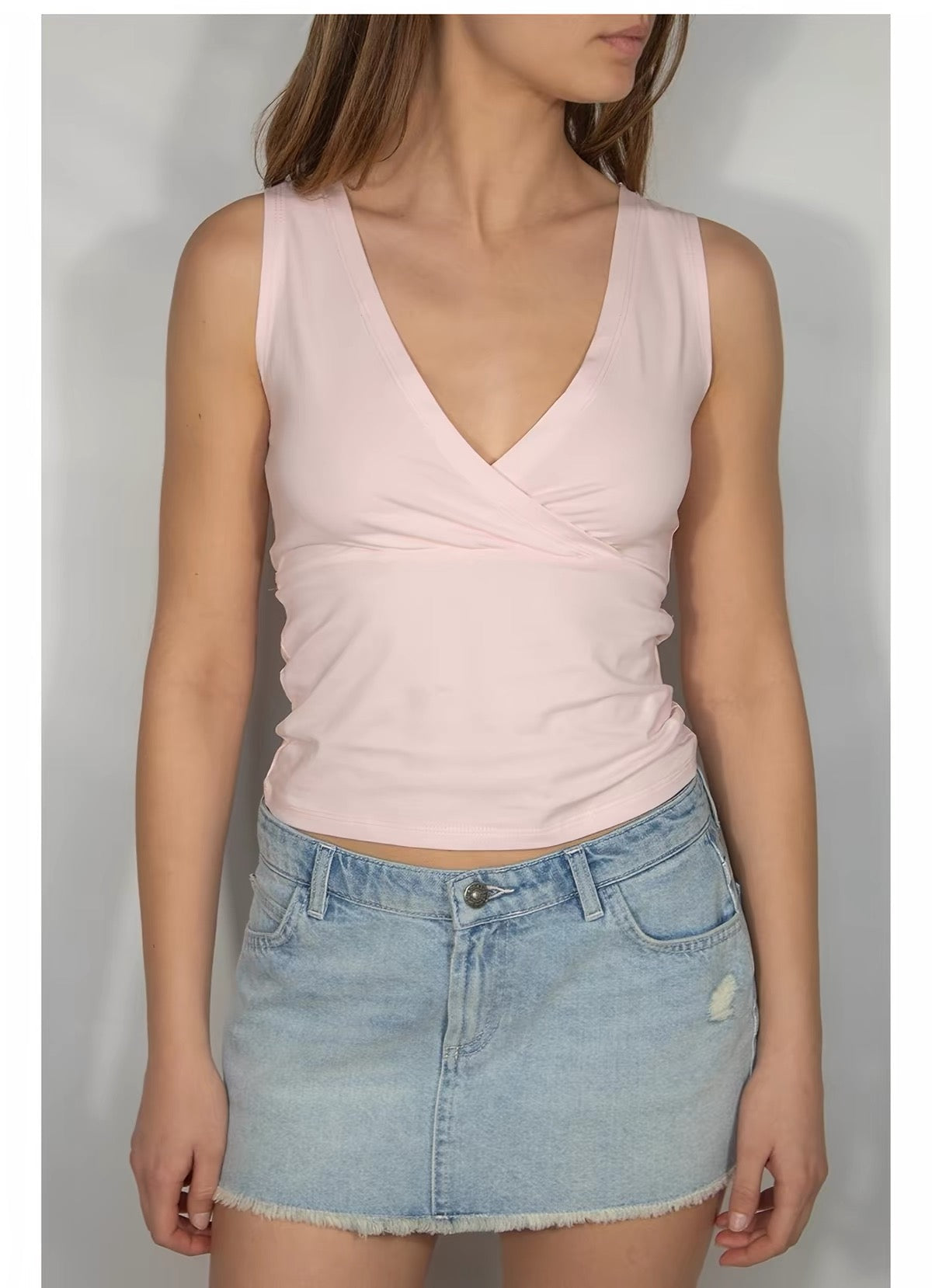 SUBDUED V-Neck Crossover Top - Pink
