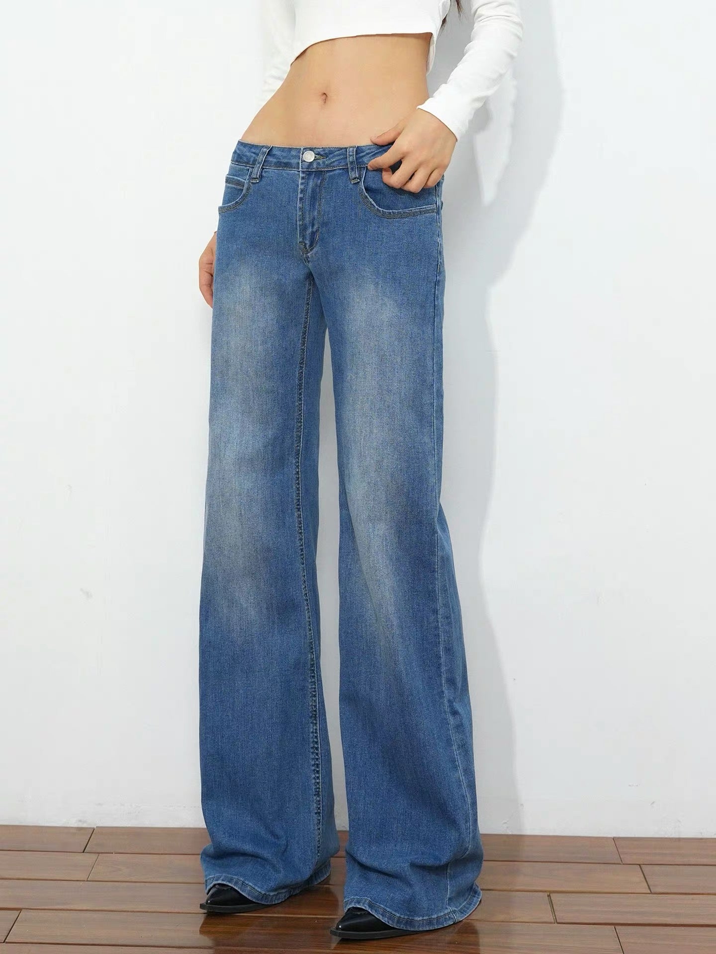 @SOHOT Vintage Washed Low Waist Jeans