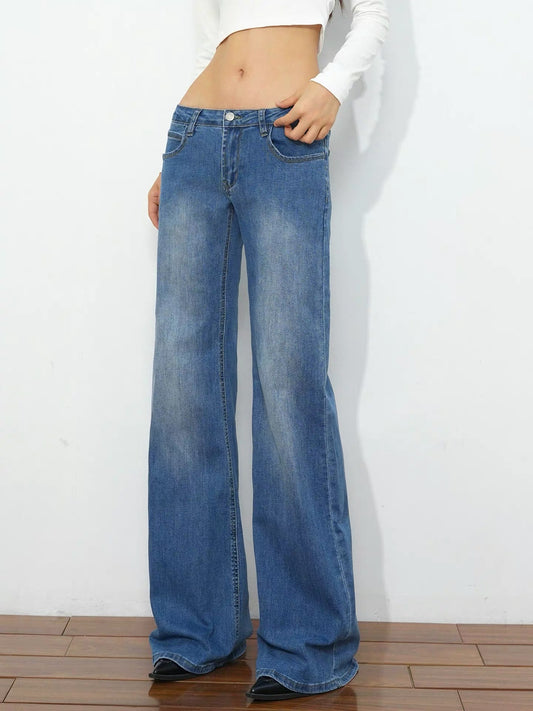 @SOHOT Vintage Washed Low Waist Jeans