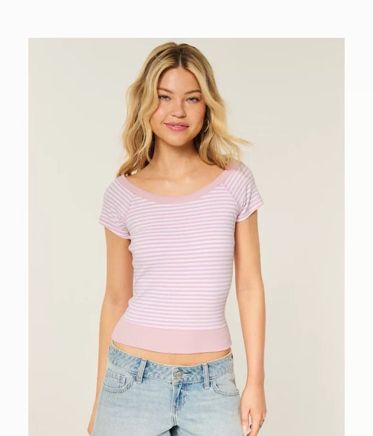 Hollister Pink Striped Baby Tee