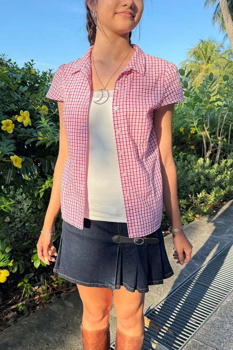 brandy Rue Plaid Top- pink gingham