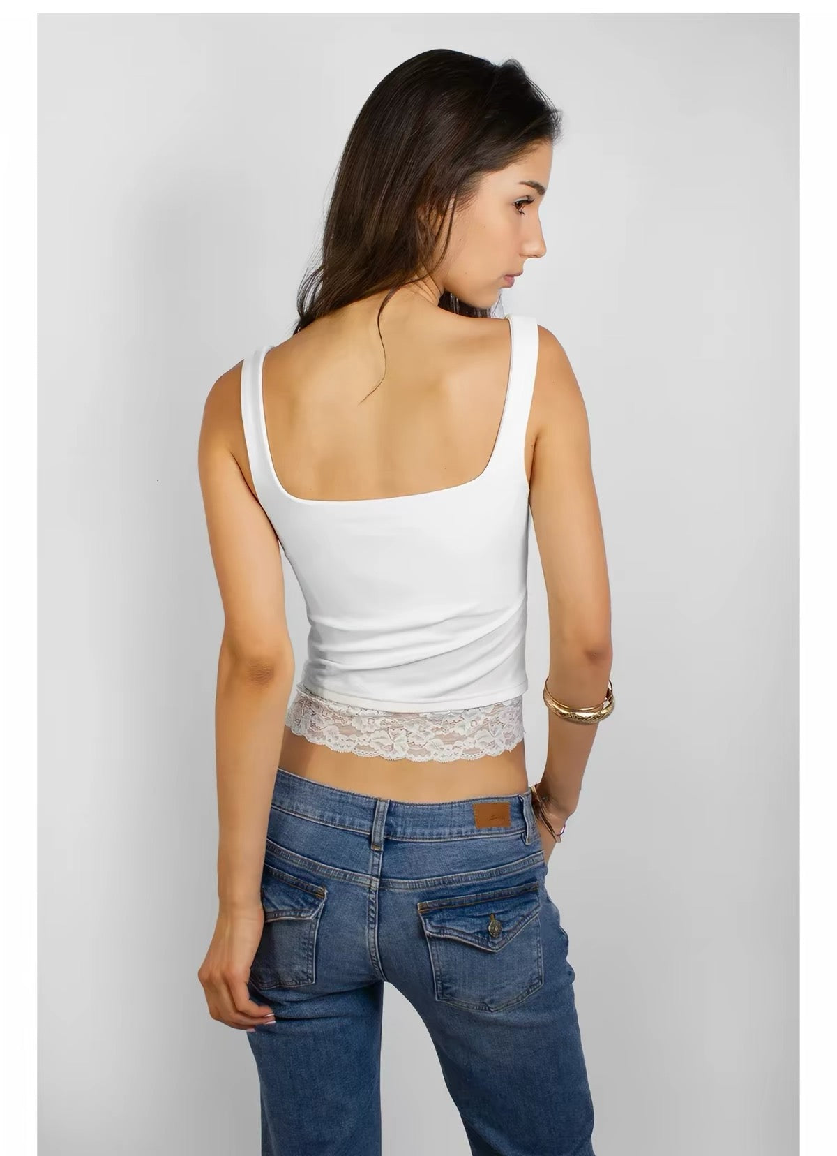 SUBDUED White Tank Top- Lace