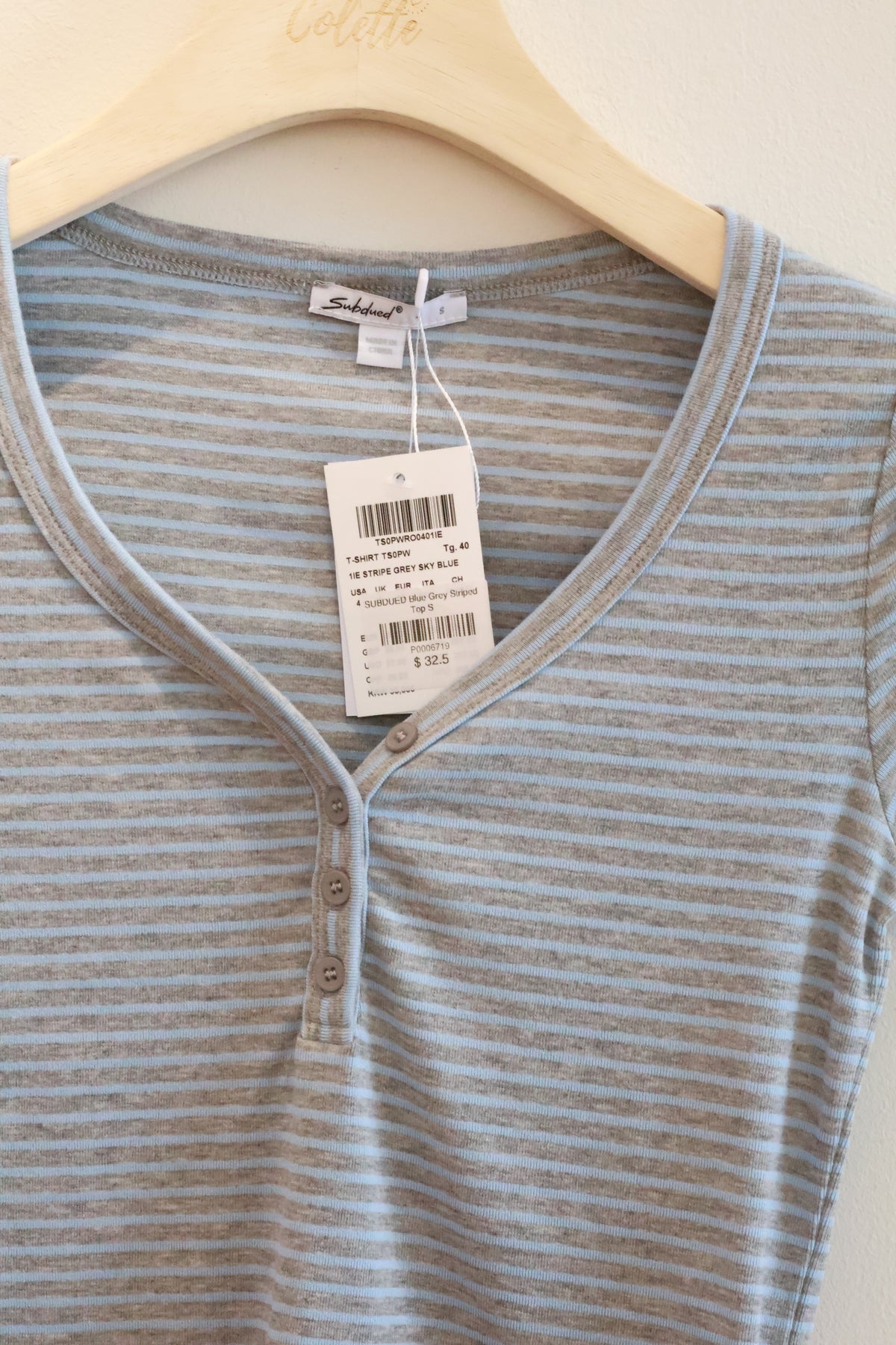 SUBDUED Blue Grey Striped Top