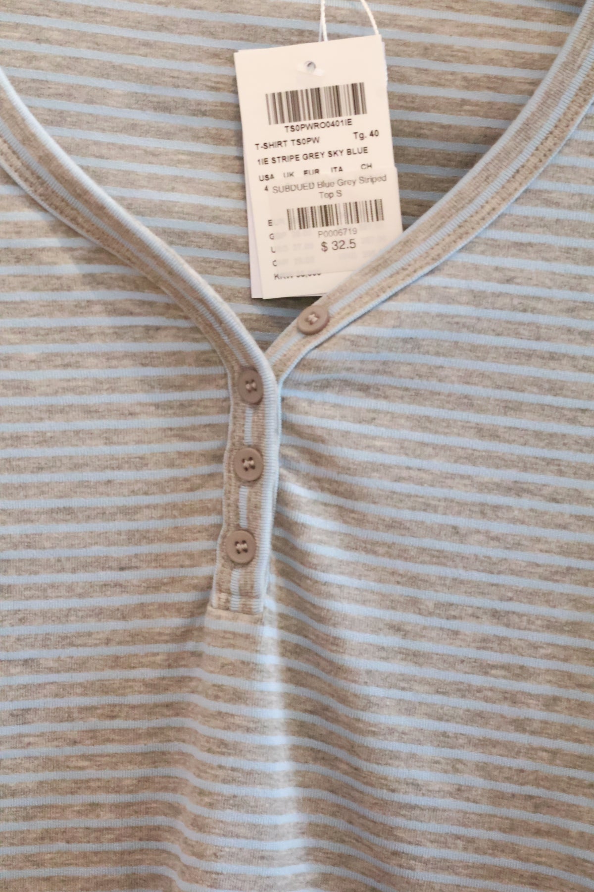 SUBDUED Blue Grey Striped Top