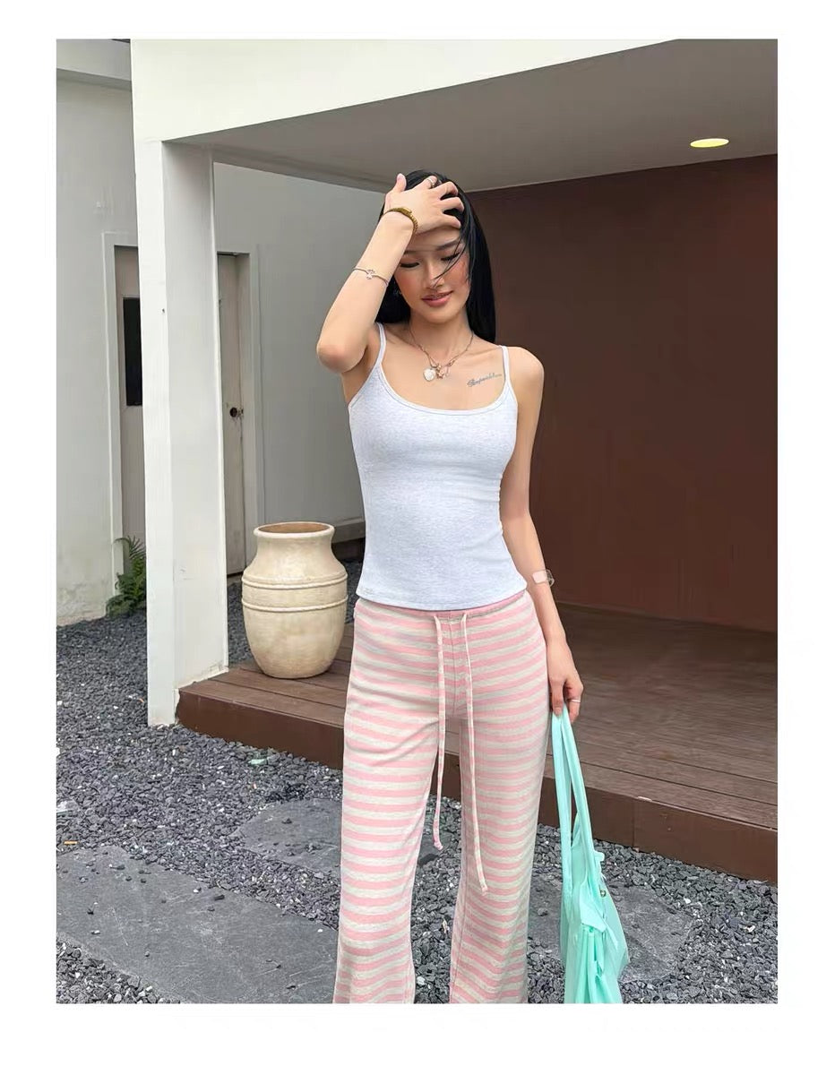 AUD Pink Drawstring Striped Pants