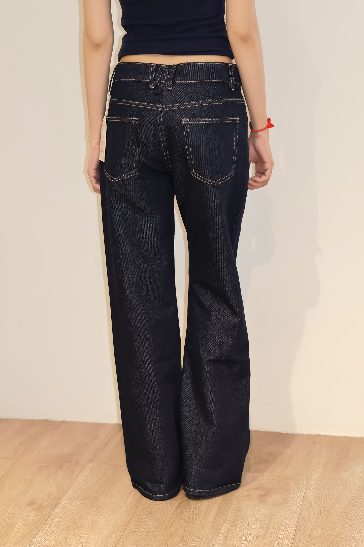 NAVY ASYM BAGGY DENIM JEANS