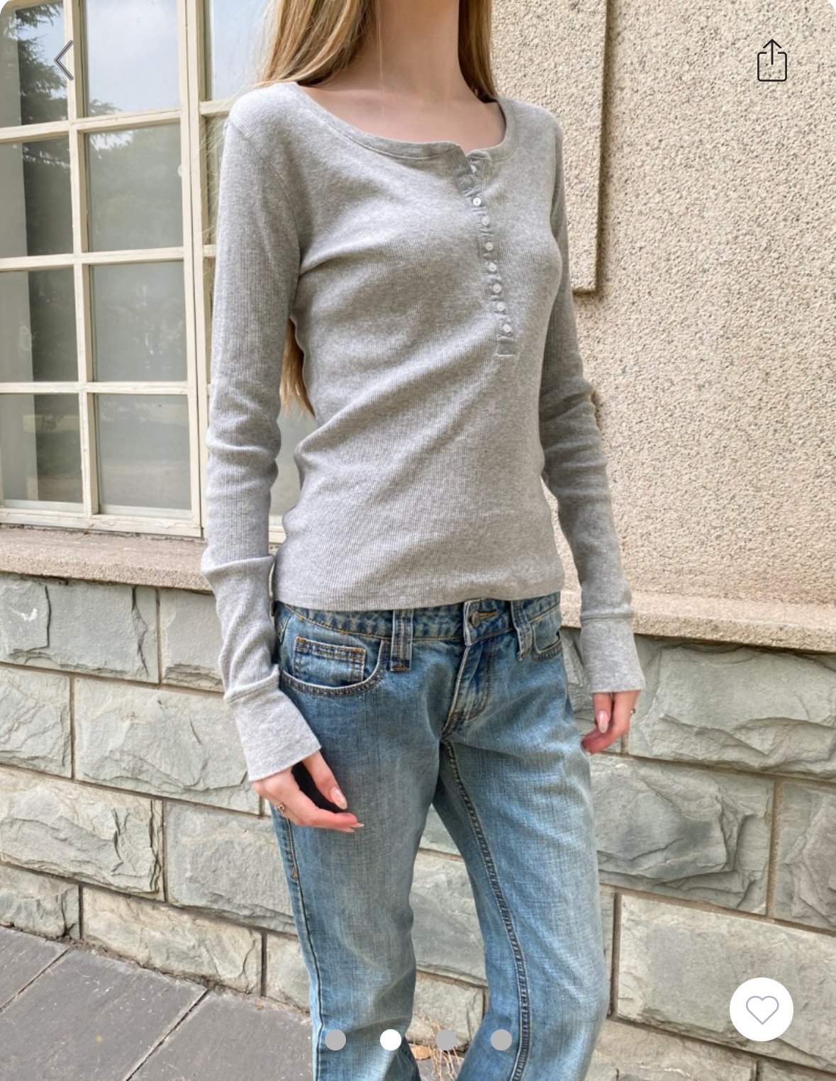 BRANDY MELVILLE Zelly Ribbed Top  -HEATHER GRAY