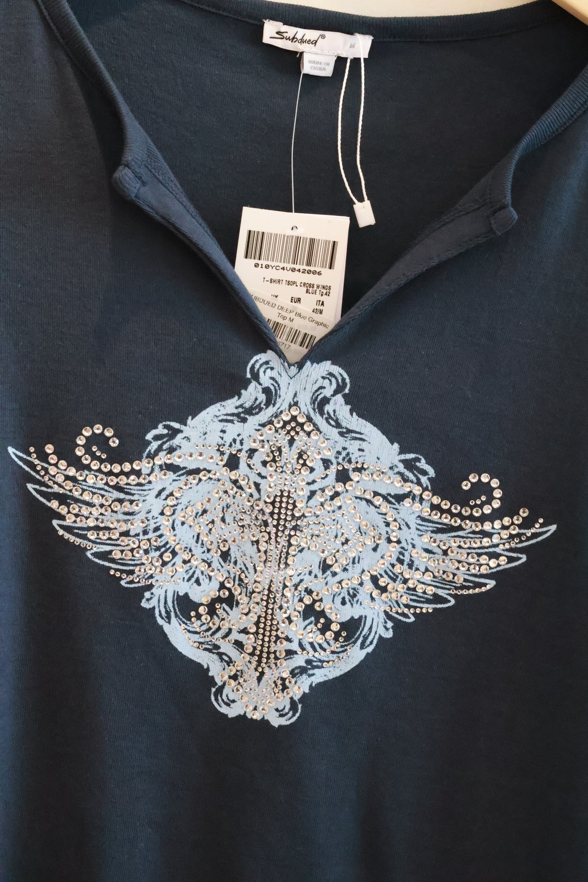 SUBDUED DEEP Blue Graphic Top
