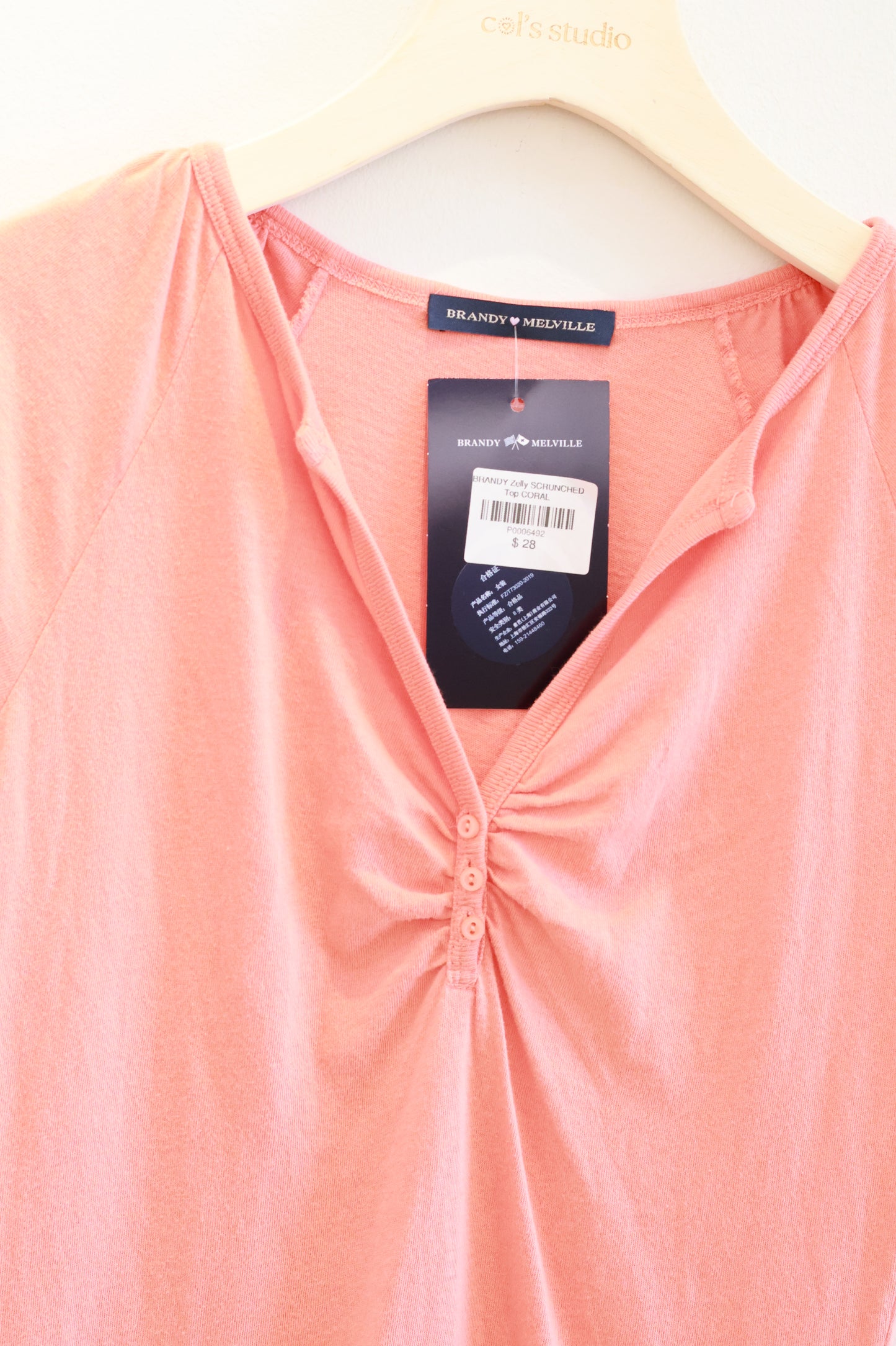 BRANDY Zelly SCRUNCHED Top  -CORAL