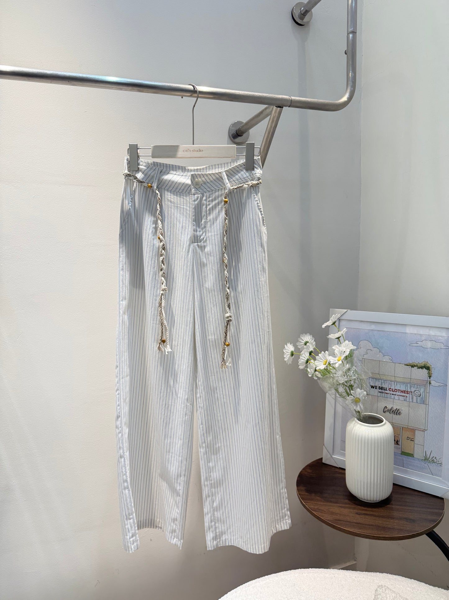 BEIGE STRIPES + BELT BOTTOMS