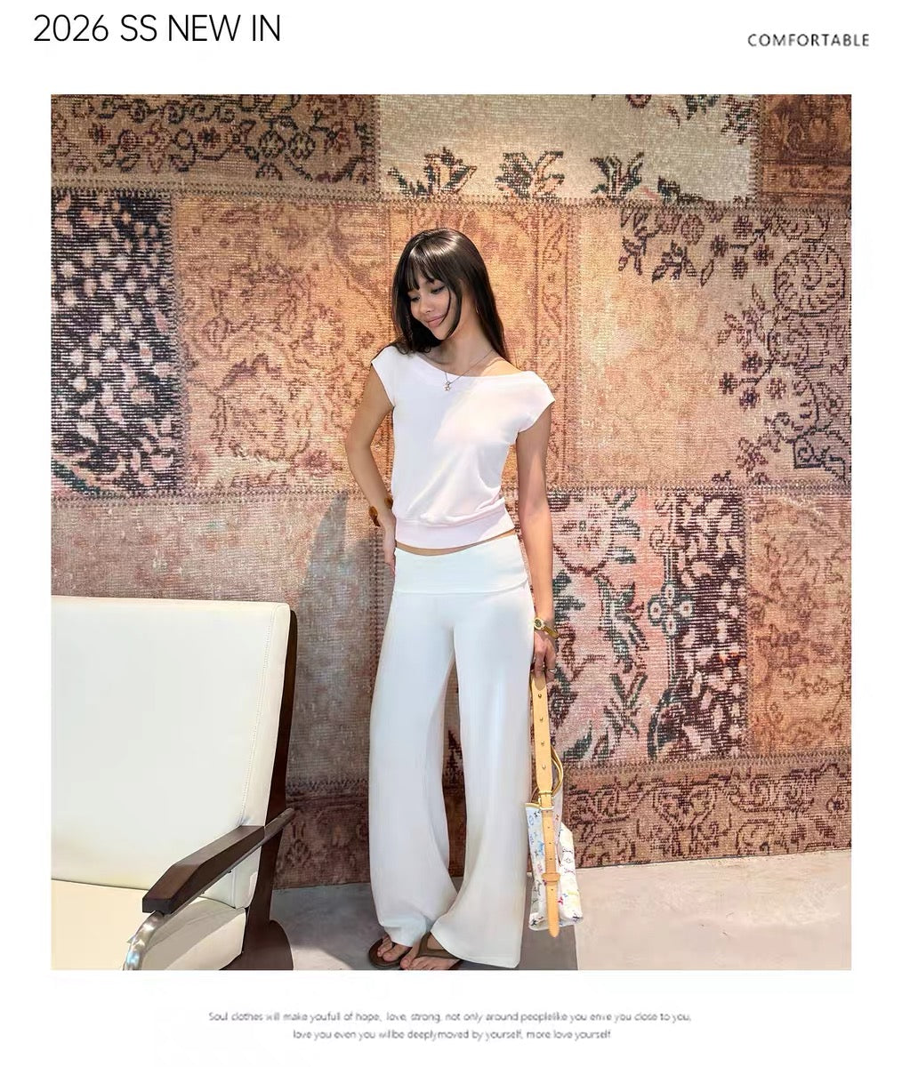 AUD White Foldover Pants