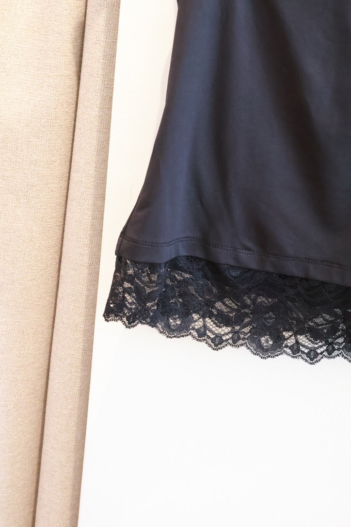 SUBDUED Lace Strap Tank  -BLACK