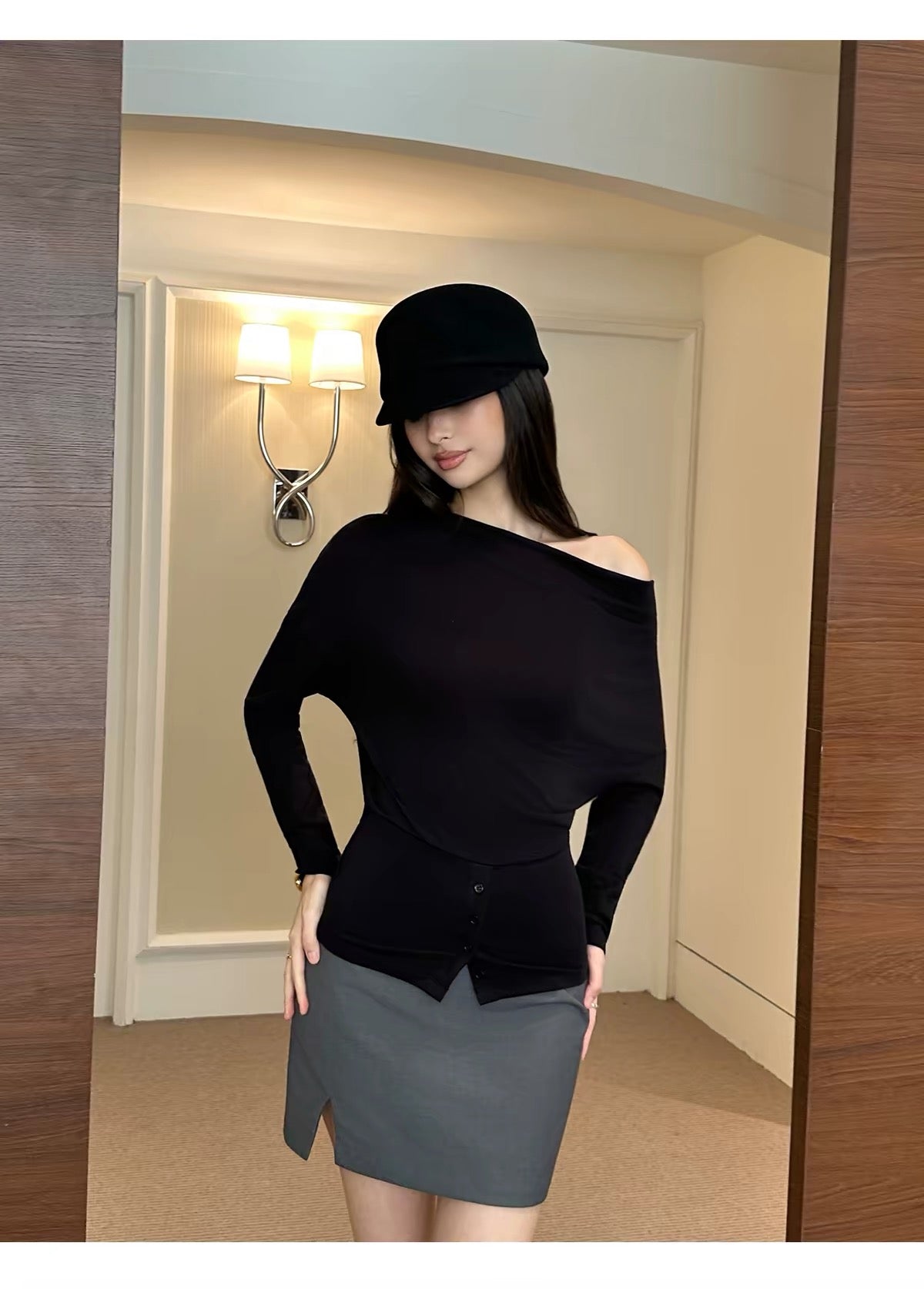AUD Cowl Neck Long Sleeve Knit Top