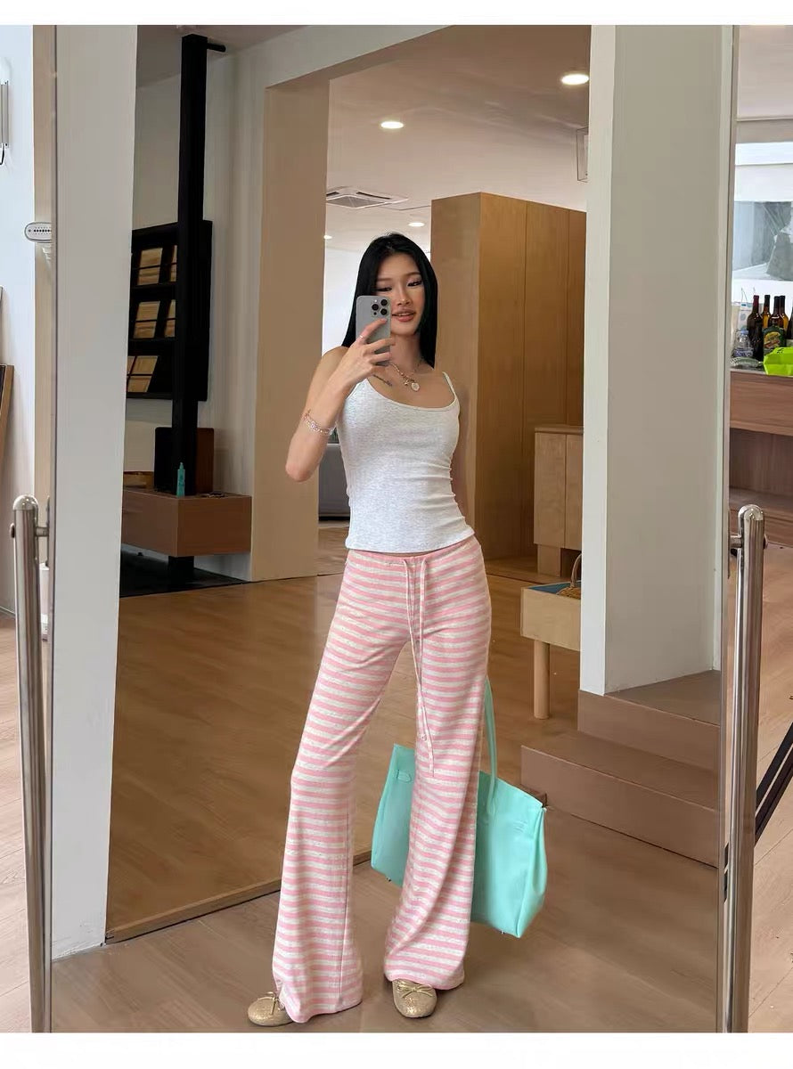AUD Pink Drawstring Striped Pants