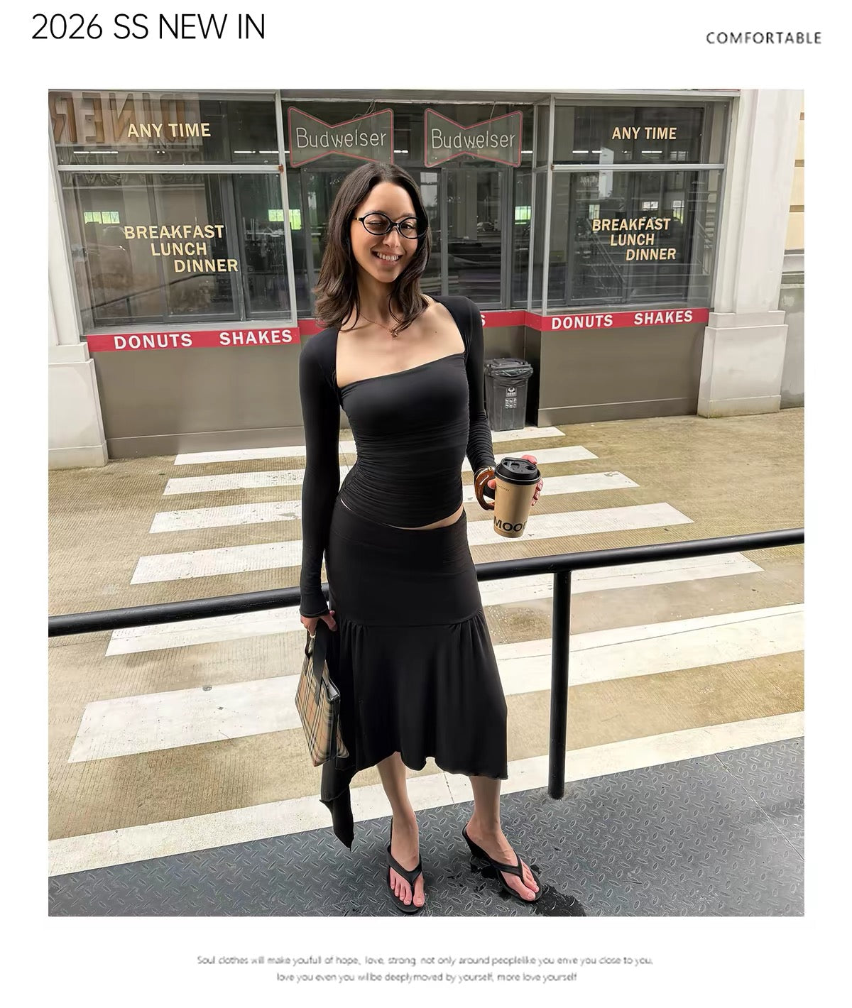 AUD Square Neck Long Sleeve Top