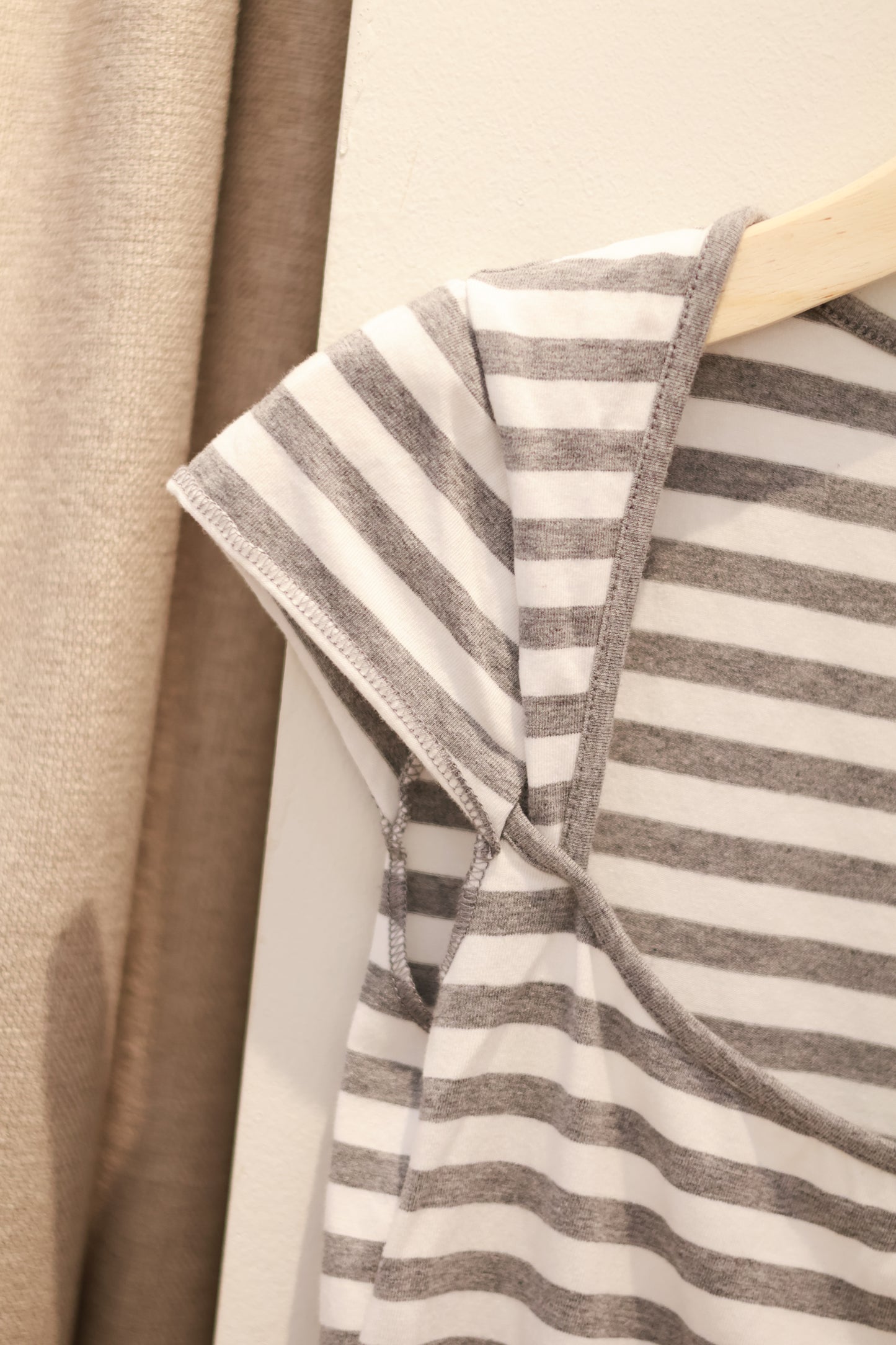 BRANDY Ella Striped Top - Grey & White
