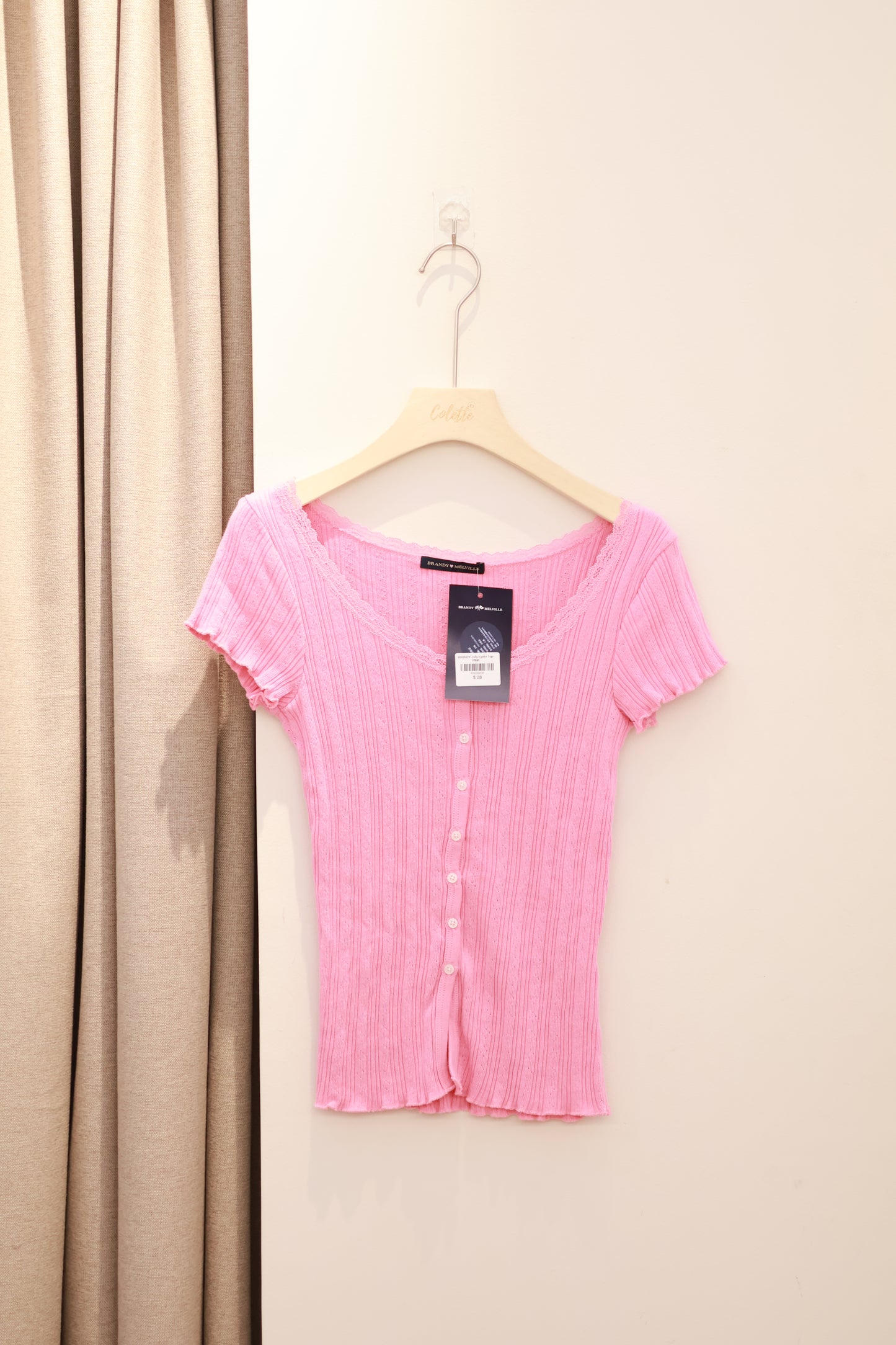 BRANDY Zelly Eyelet Top- PINK
