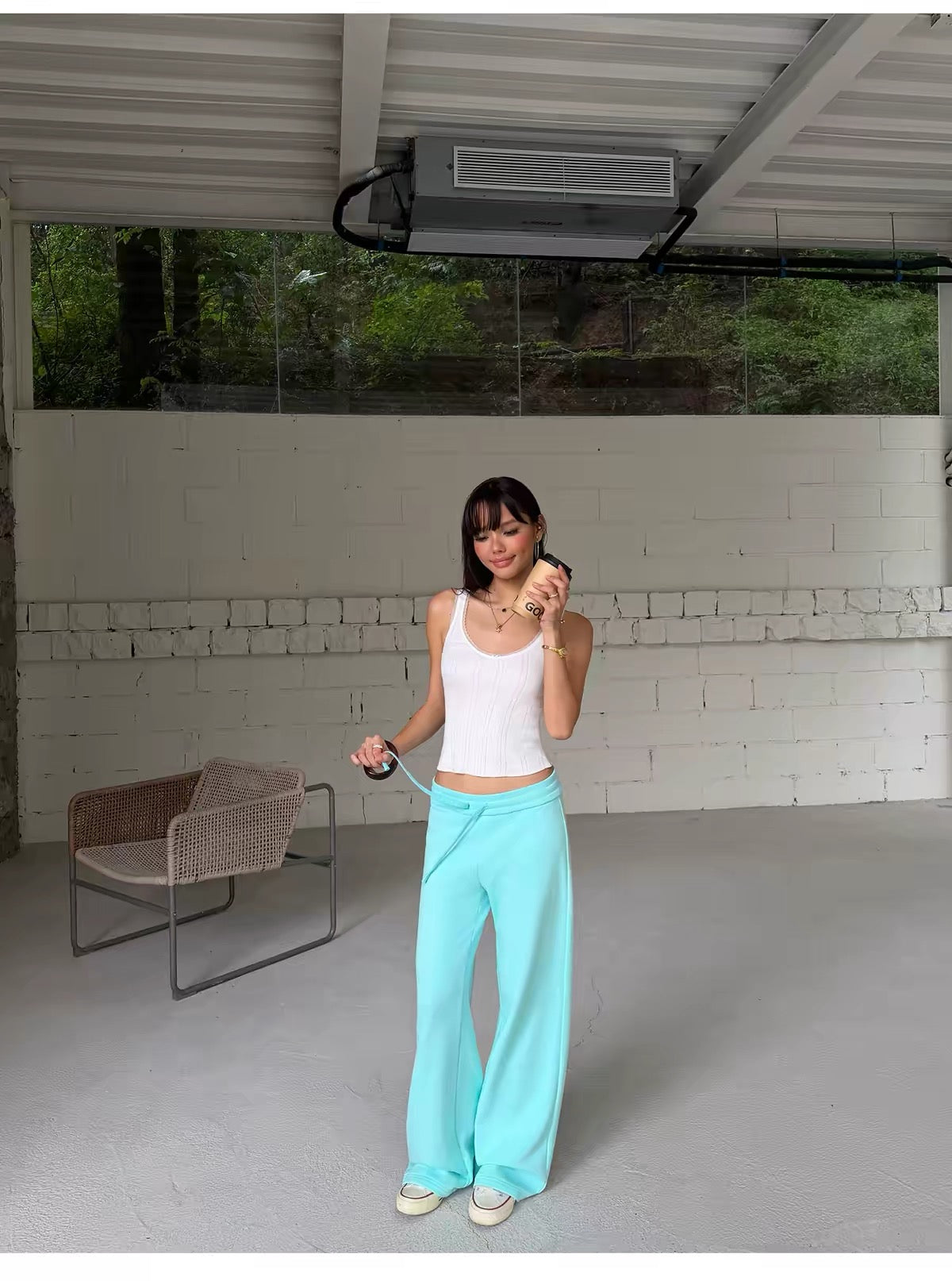 AUD Drawstring Wide-Leg Lounge Pants  -TEAL