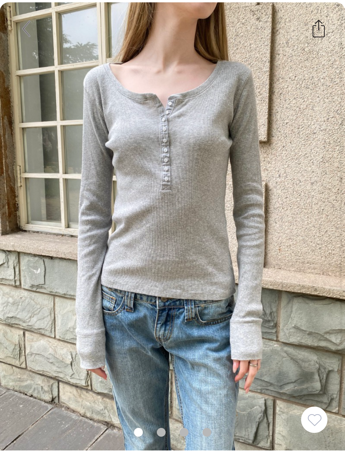 BRANDY MELVILLE Zelly Ribbed Top  -HEATHER GRAY