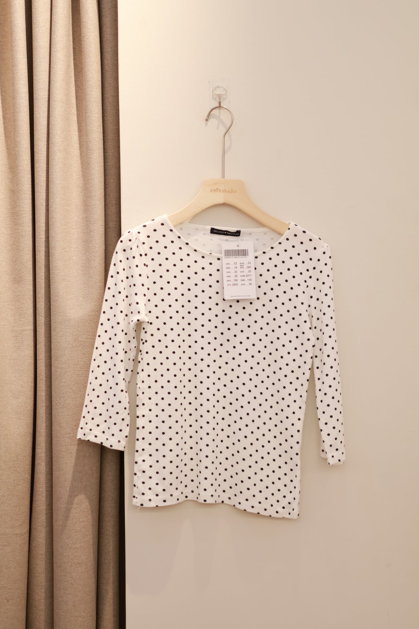 BRANDY Jennie Polka Dots Top - White