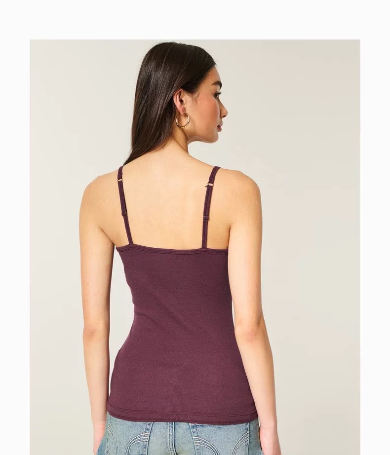 HOLLISTER Burgundy Lace Strap Tank