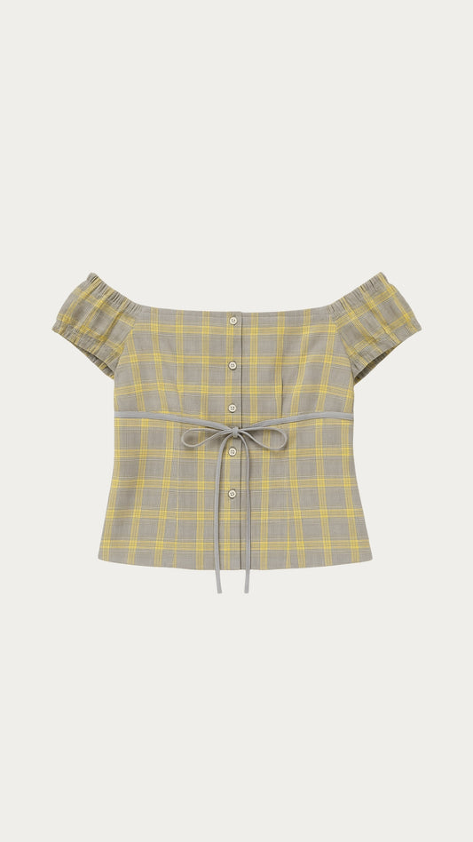 Plaid off shoulder top