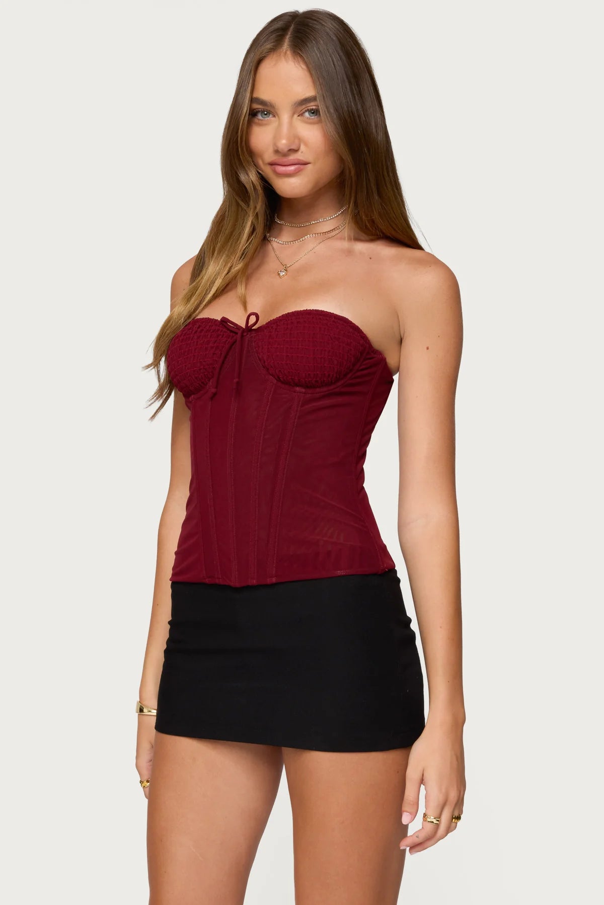 Edikted Guinivere Smocked Strapless Corse