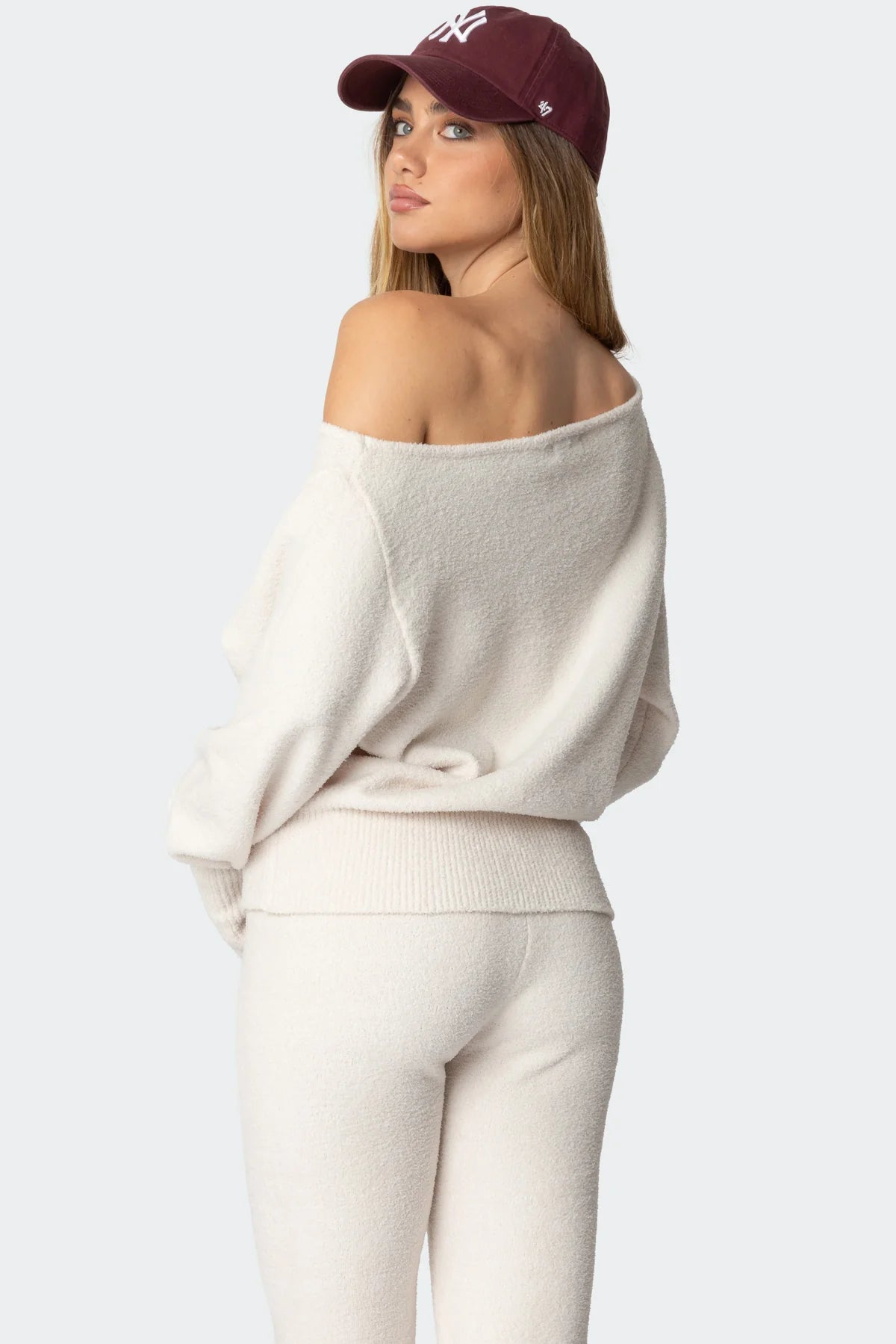 Edikted Plush Oversized Asymmetric Sweater