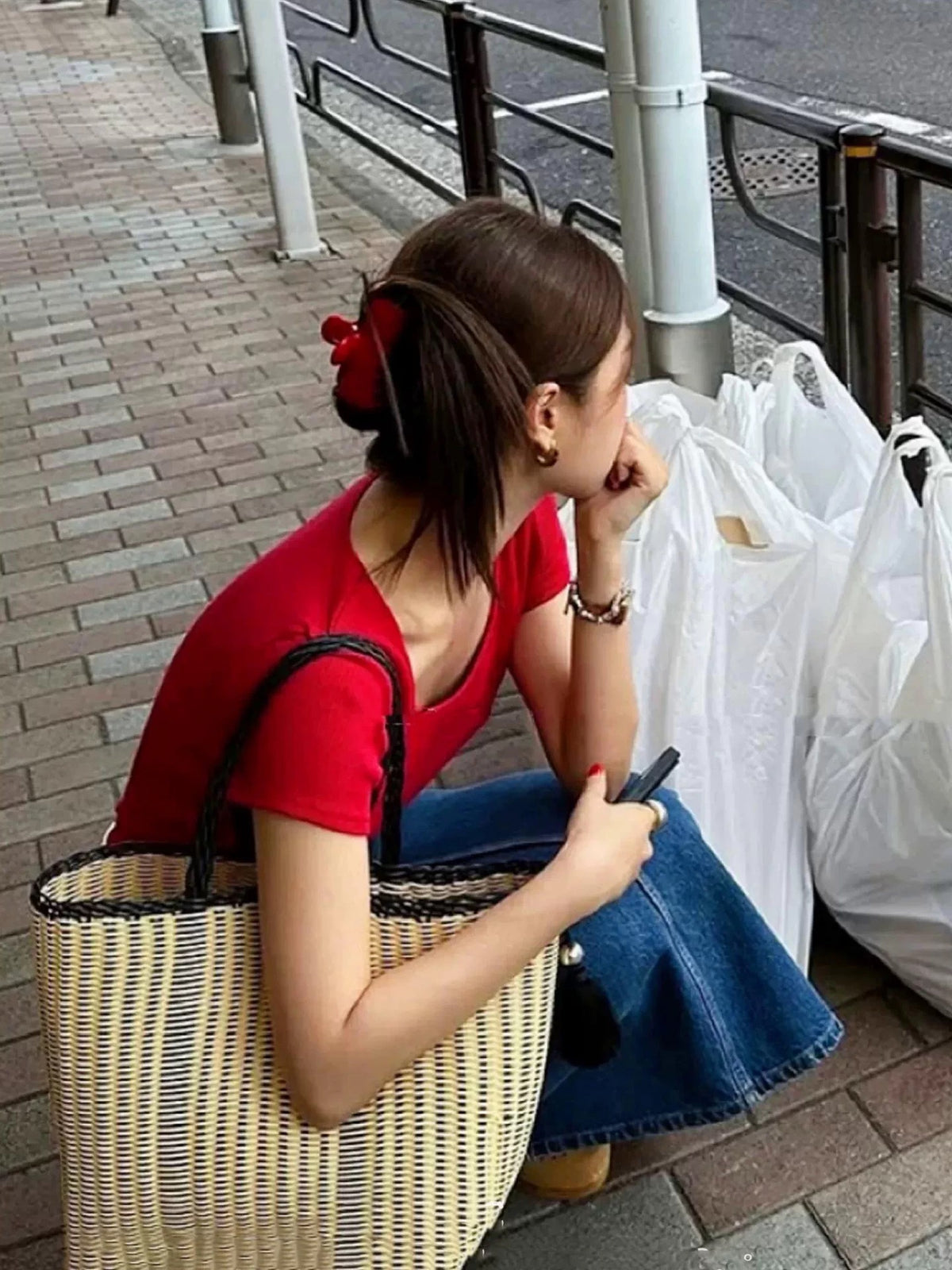 Jennie Thick Hair Claw- RED