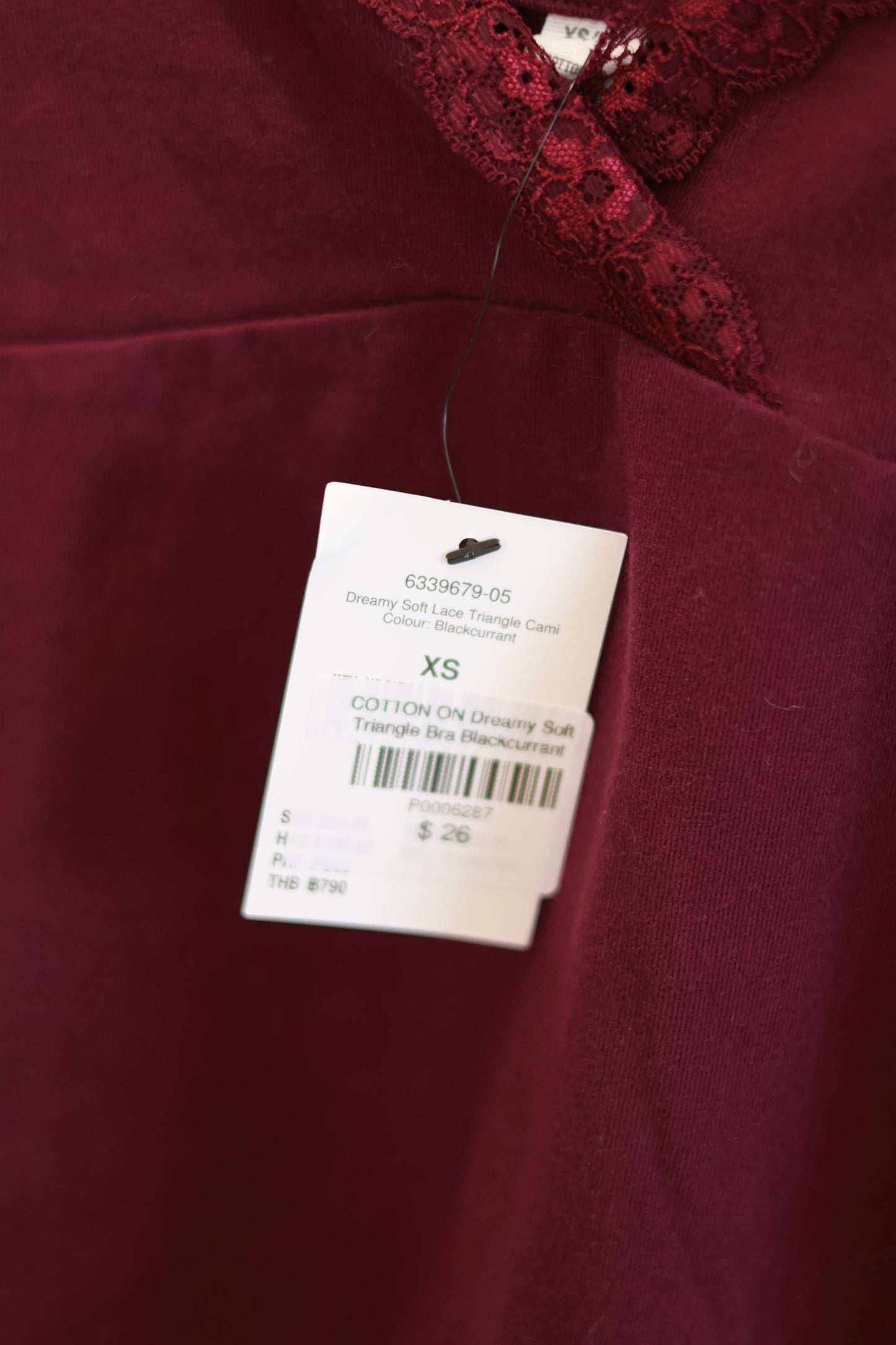 COTTON ON Dreamy Soft Triangle Bra Blackcurrant - XS