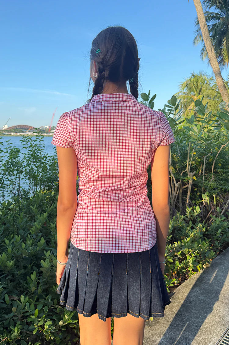 brandy Rue Plaid Top- pink gingham