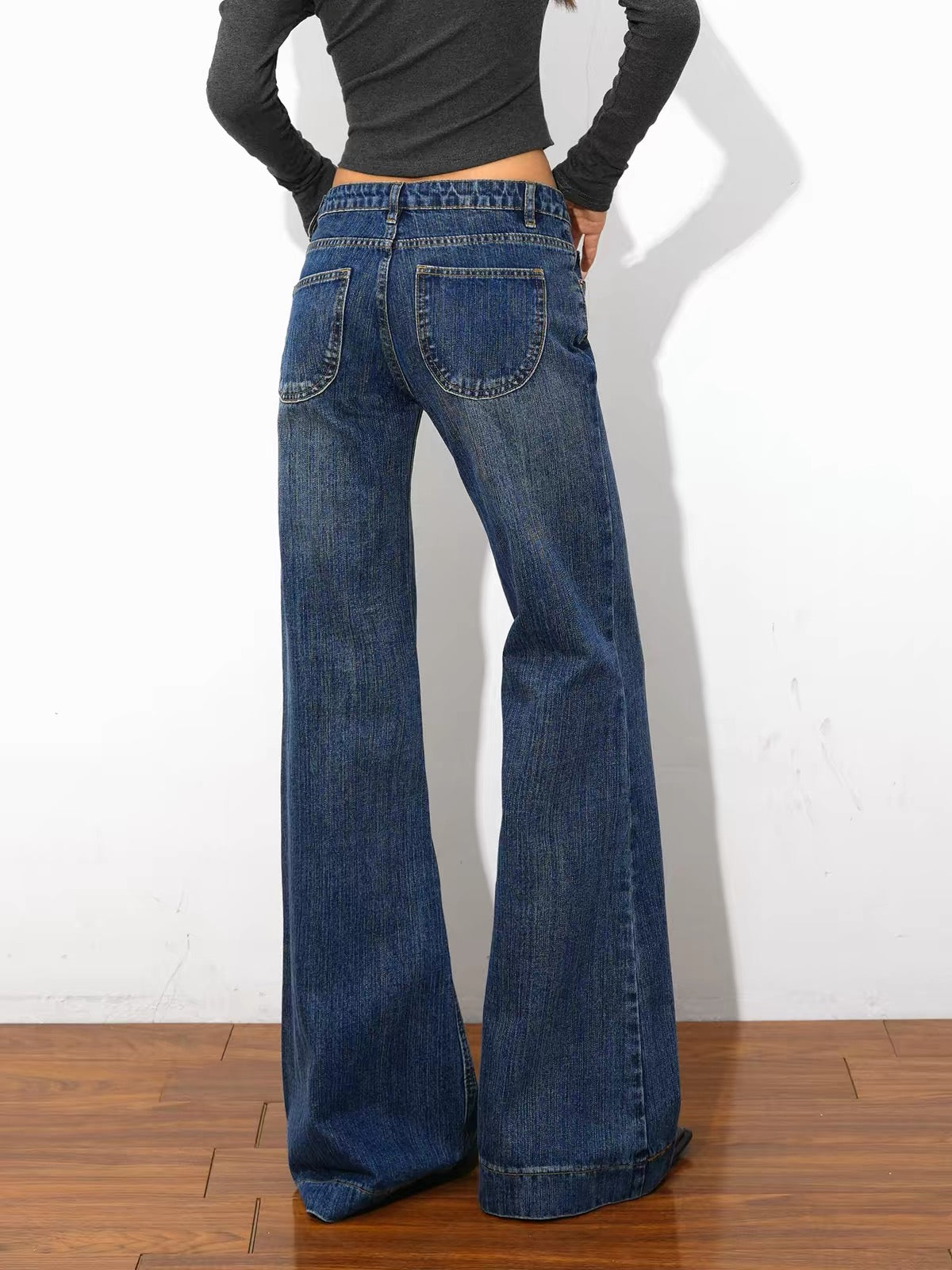 SH Vintage Low Waist Washed Micro Flare Jeans