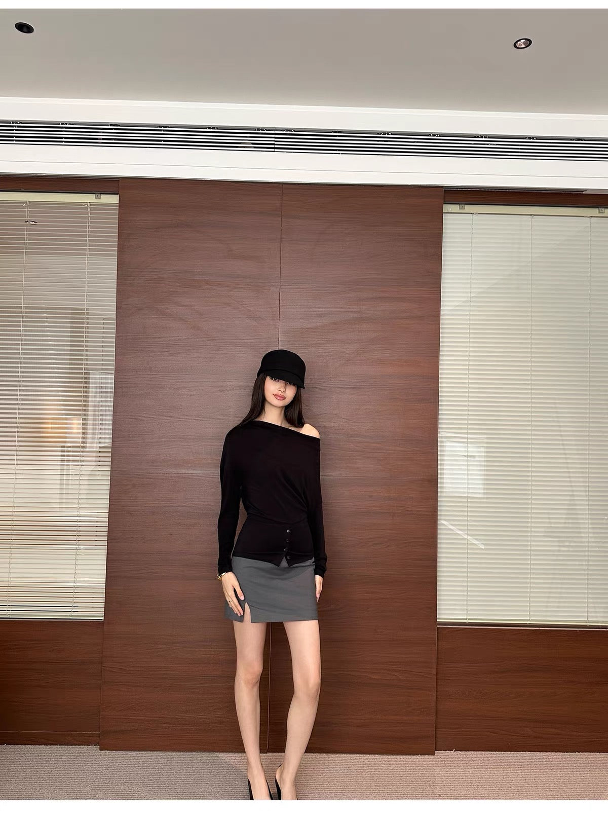 AUD Cowl Neck Long Sleeve Knit Top