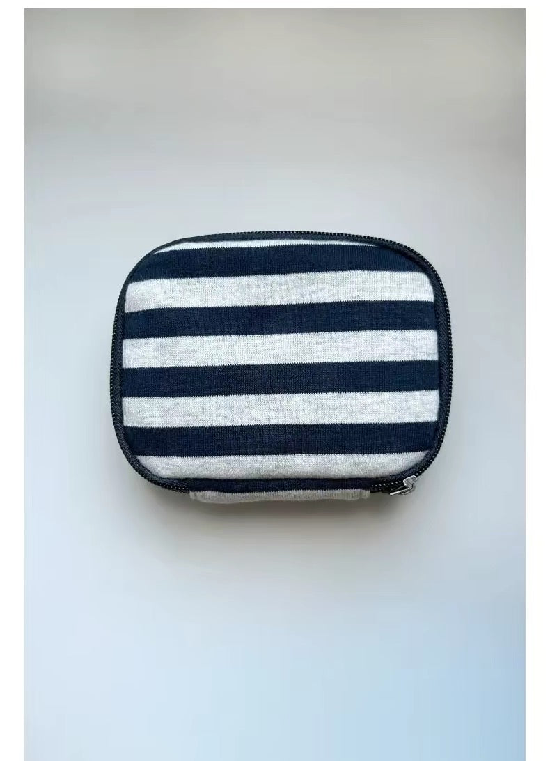 SUBDUED Makeup Mirror Bag - Blue/Grey Stripe