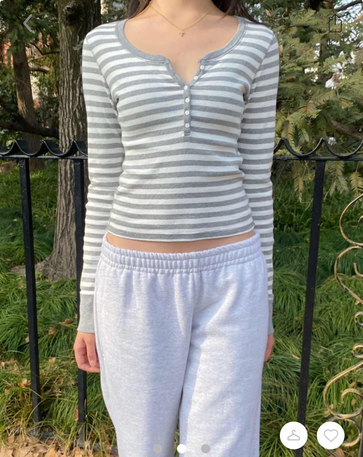 BRANDY Zelly Striped Top  -LIGHT GRAY