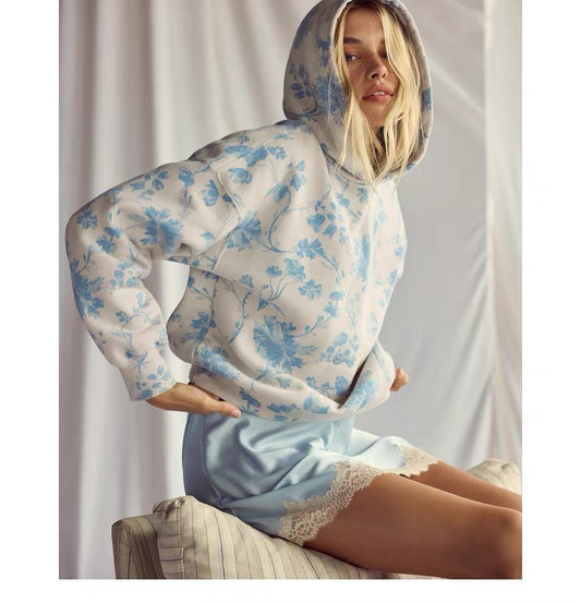 ABERCROMBIE&FITCH Blue Floral Hoodie