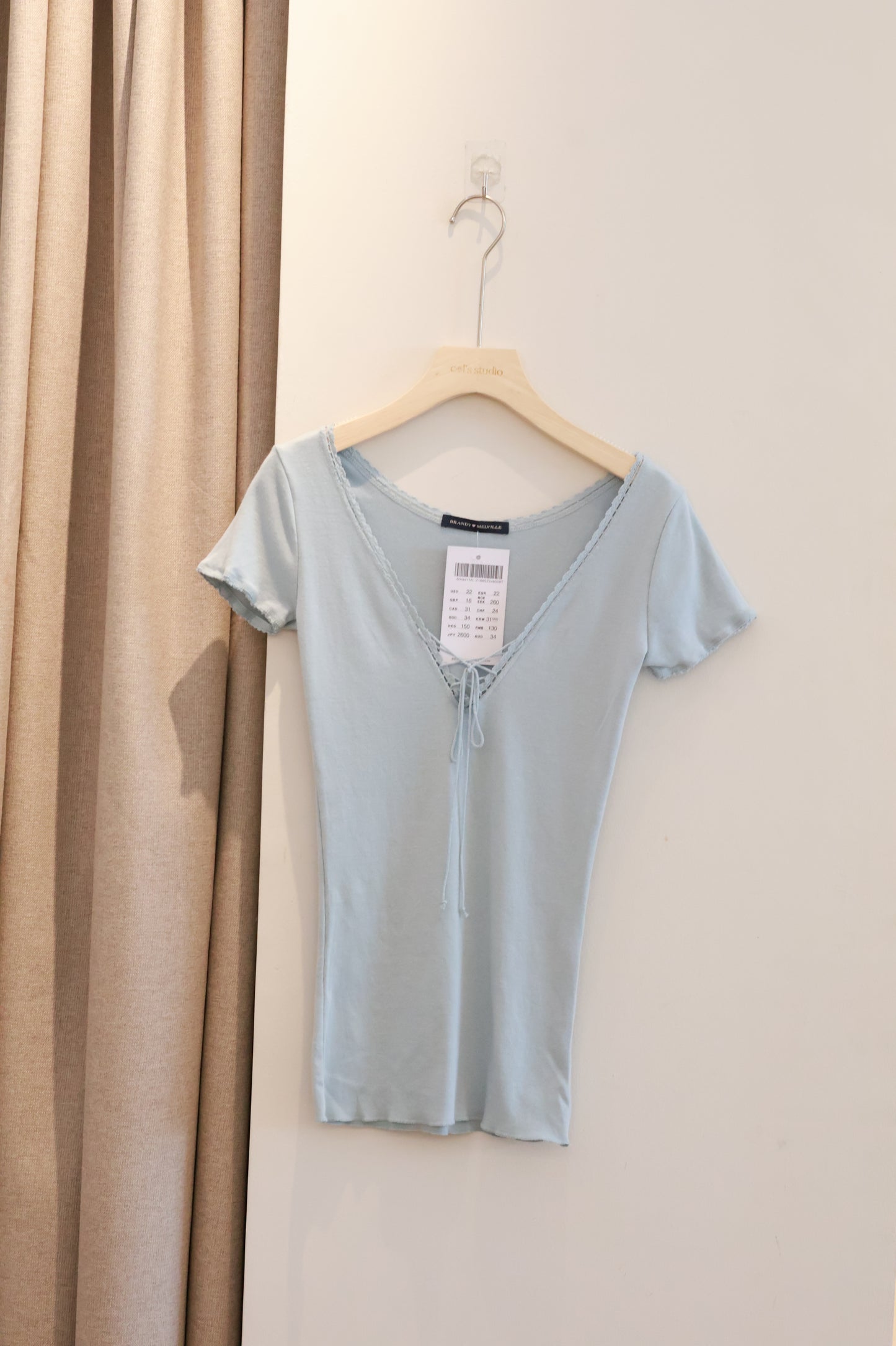 BRANDY Tania V-Neck Lace Top- BLUE