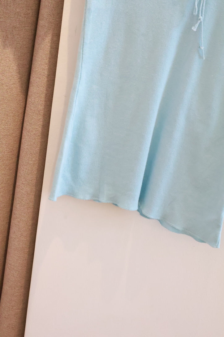 BRANDY Tania V-Neck Lace Top  -SHORT -SKY BLUE