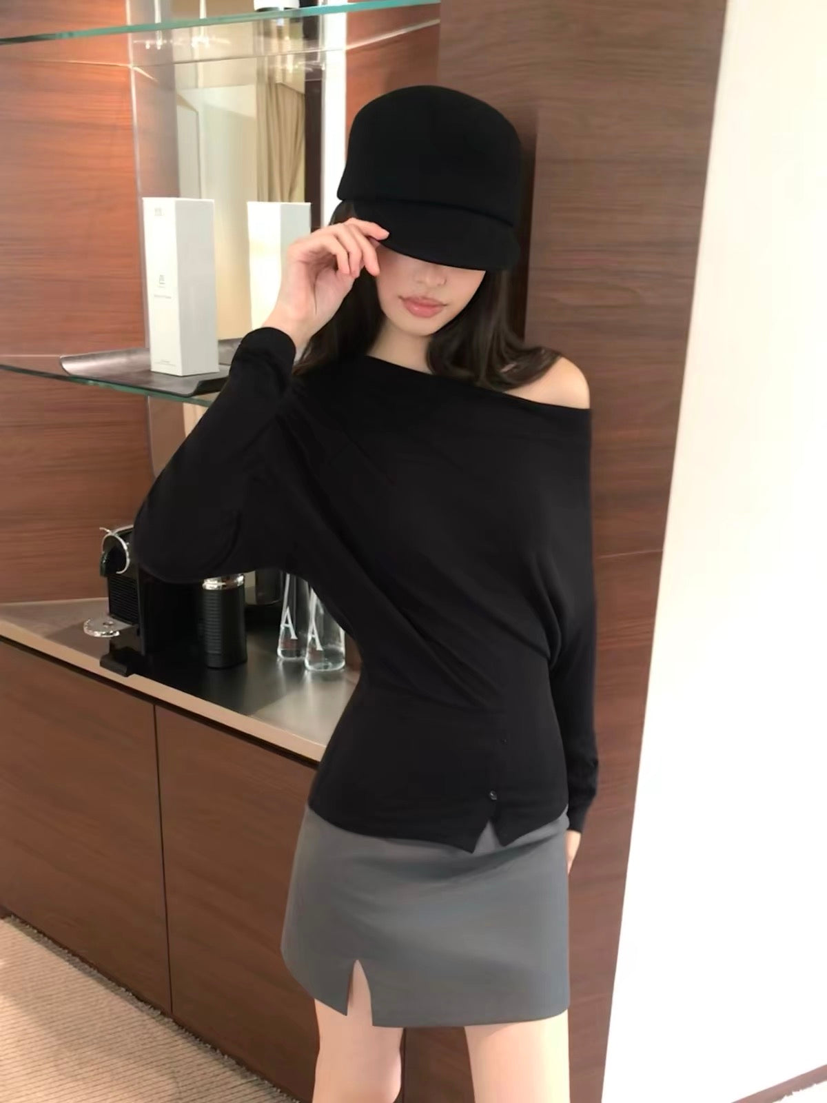 AUD Cowl Neck Long Sleeve Knit Top
