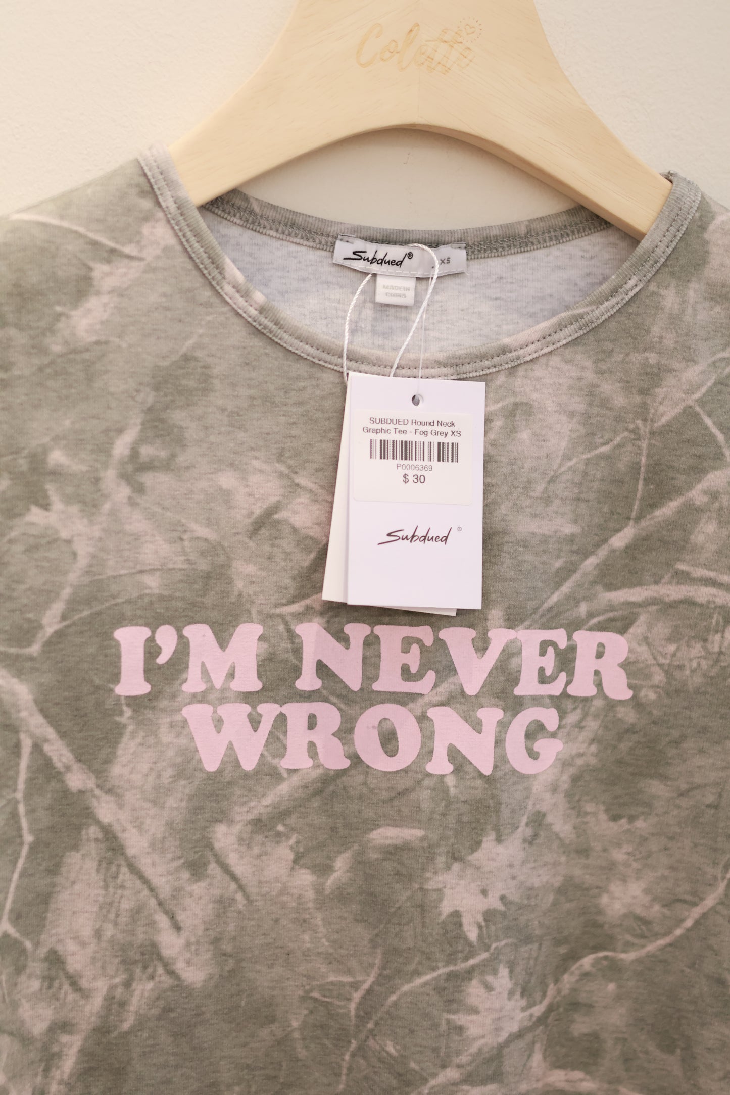 SUBDUED Round Neck Graphic Tee - Fog Grey