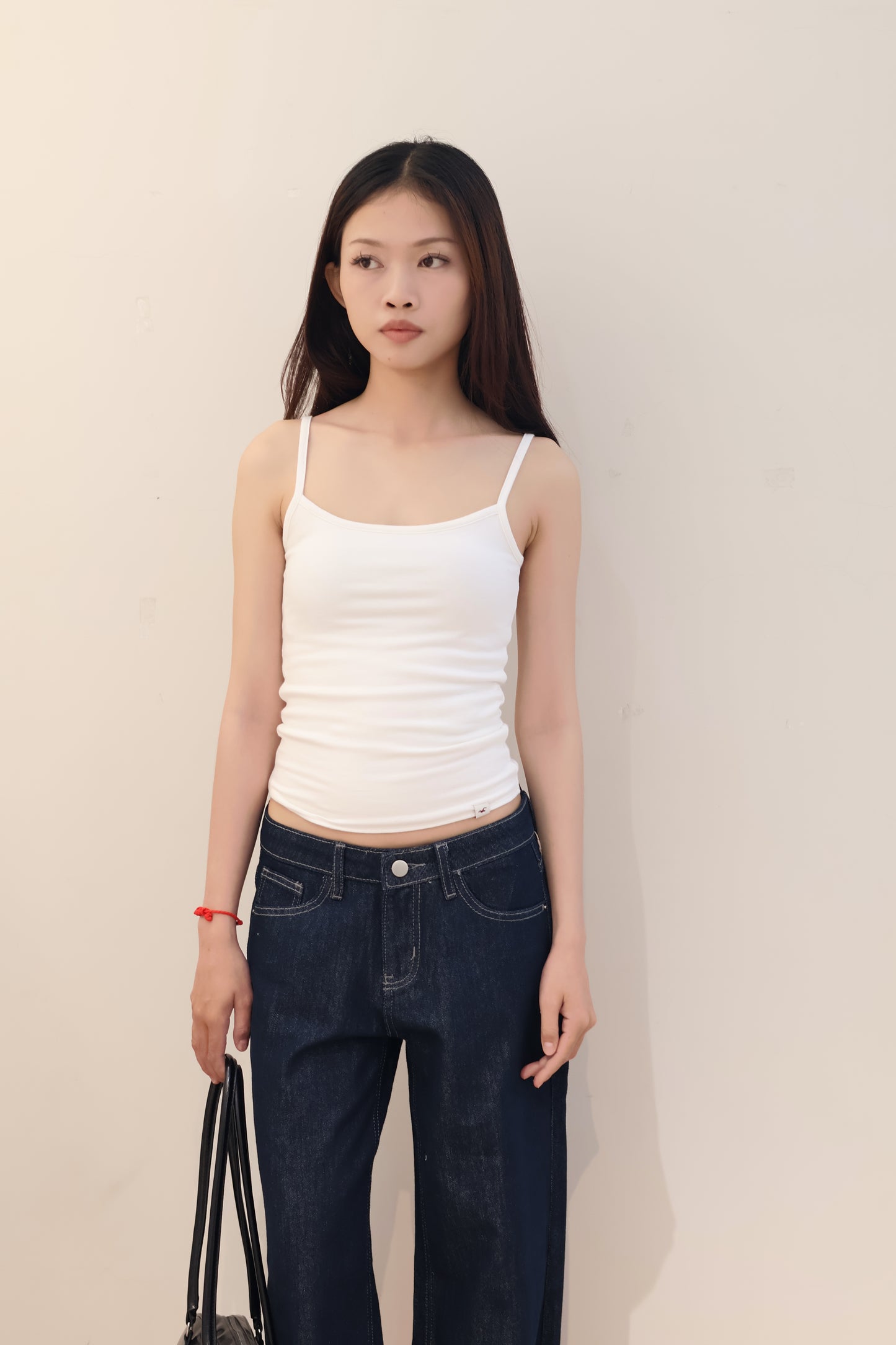 DARK BLUE MID RISE BAGGY JEANS