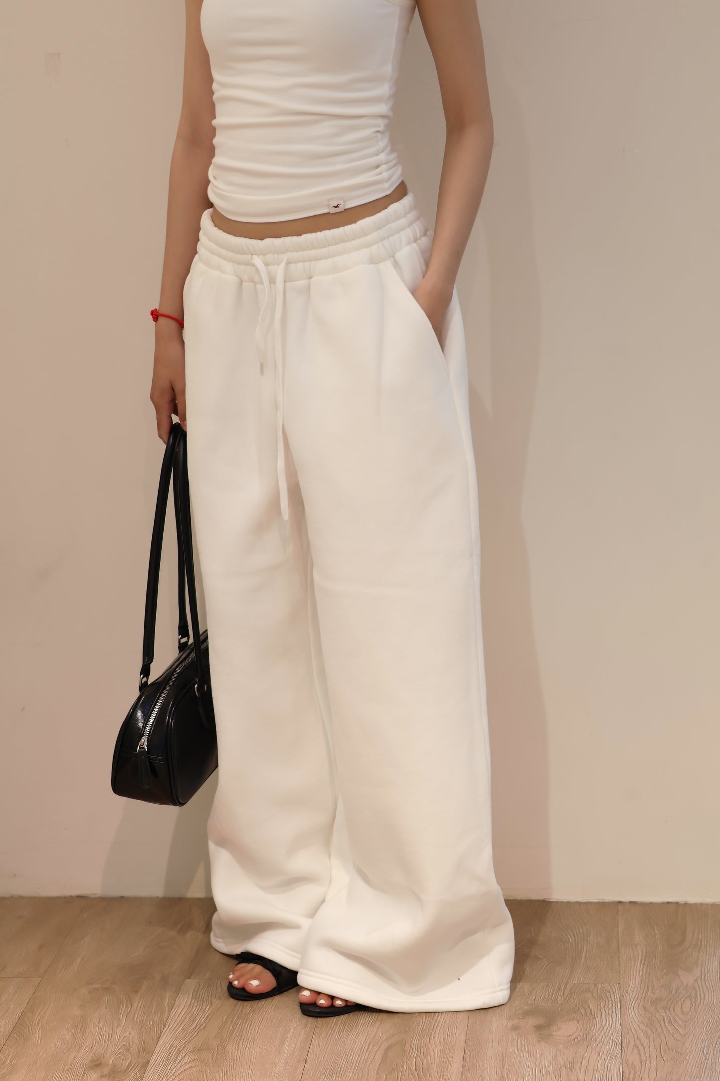 THICK WAIST WHITE SWEATPANTS