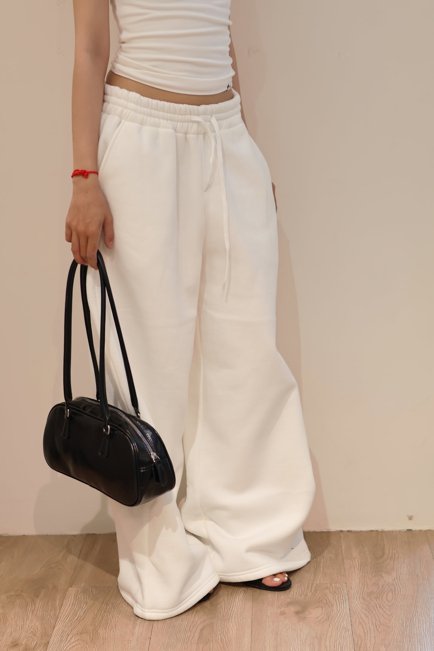 THICK WAIST WHITE SWEATPANTS