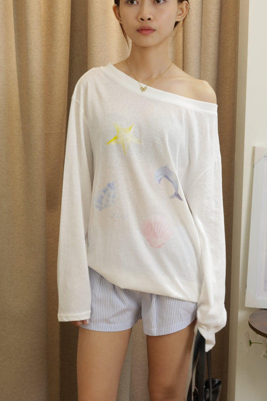 Beach vibes Half shoulder tee